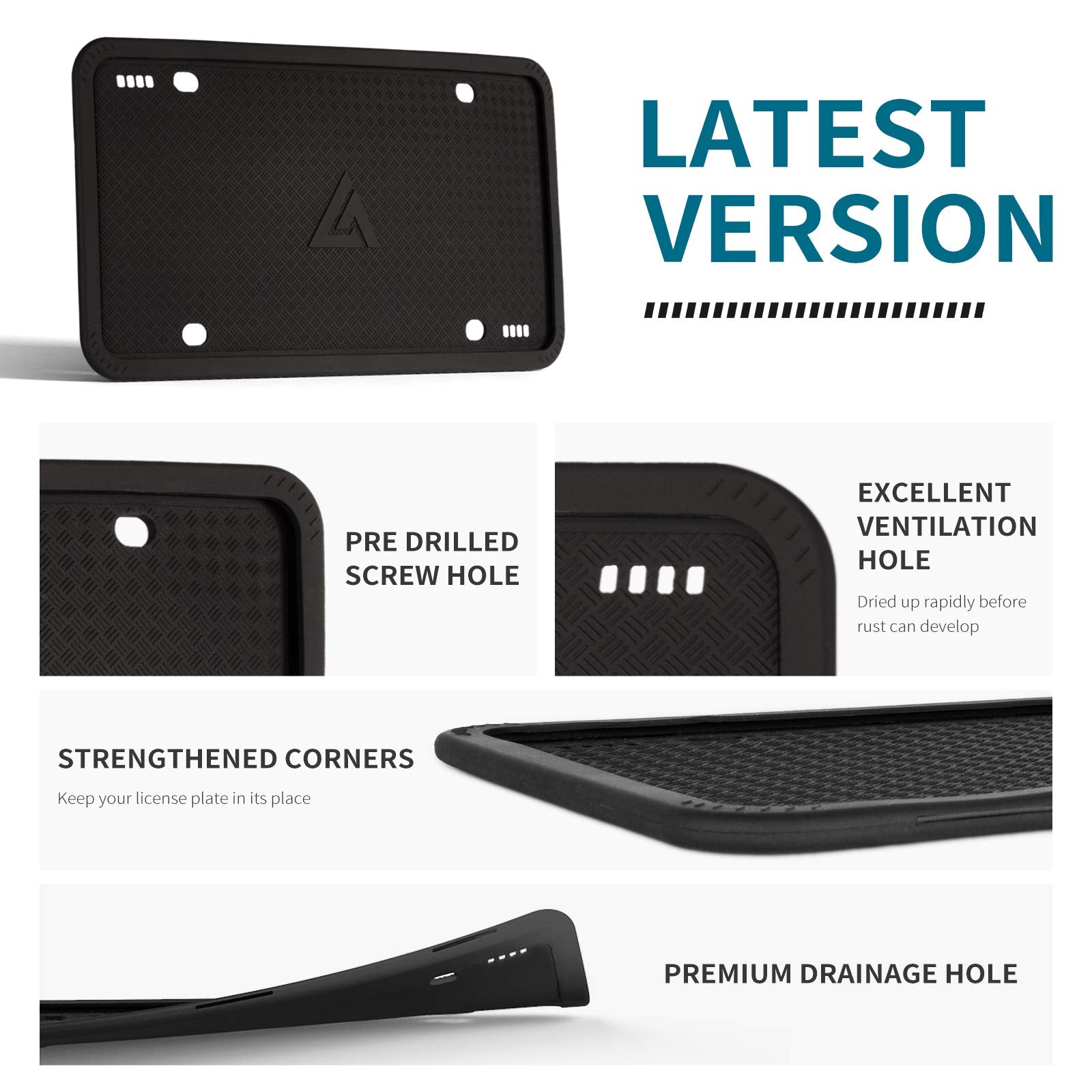 Aujen Silicone License Plate Frames, 1 Pack Car License Plate Cover, Universal Us Car Black License Plate Bracket Holder. Rust-P