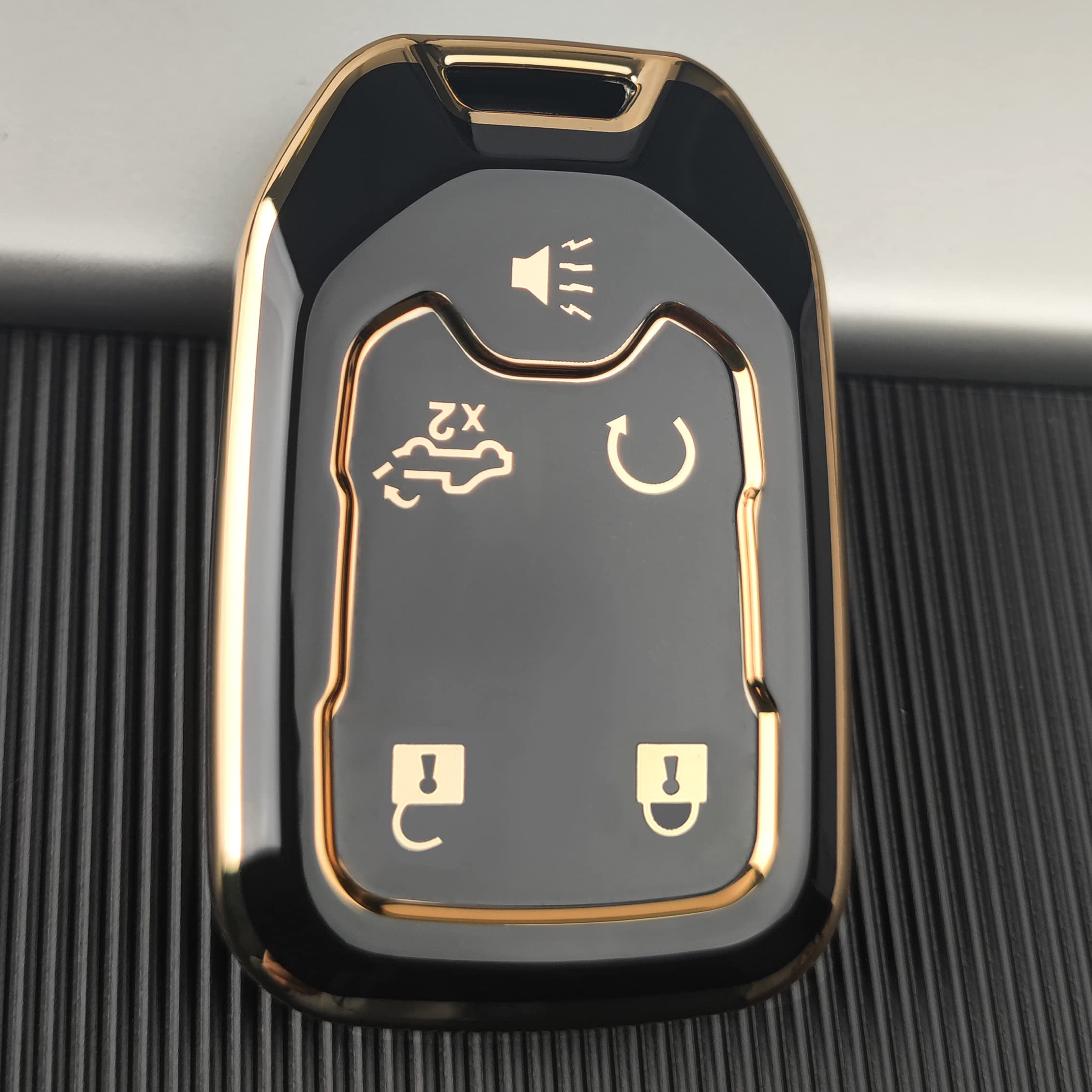 OLLEN Key Fob Cover Fit for GMC Acadia/Terrain/Sierra, Fit for Chevy Silverado 2019-2022, Full Protection Soft TPU Key Case, 5 B