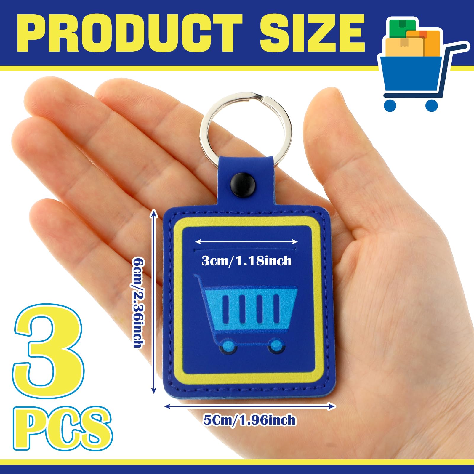 Quelay 3 Pcs Quarter Holder Keychain Shopping Cart Quarter Holder for Grocery Unisex Gift Supermarket Shopping Lovers(Classic)