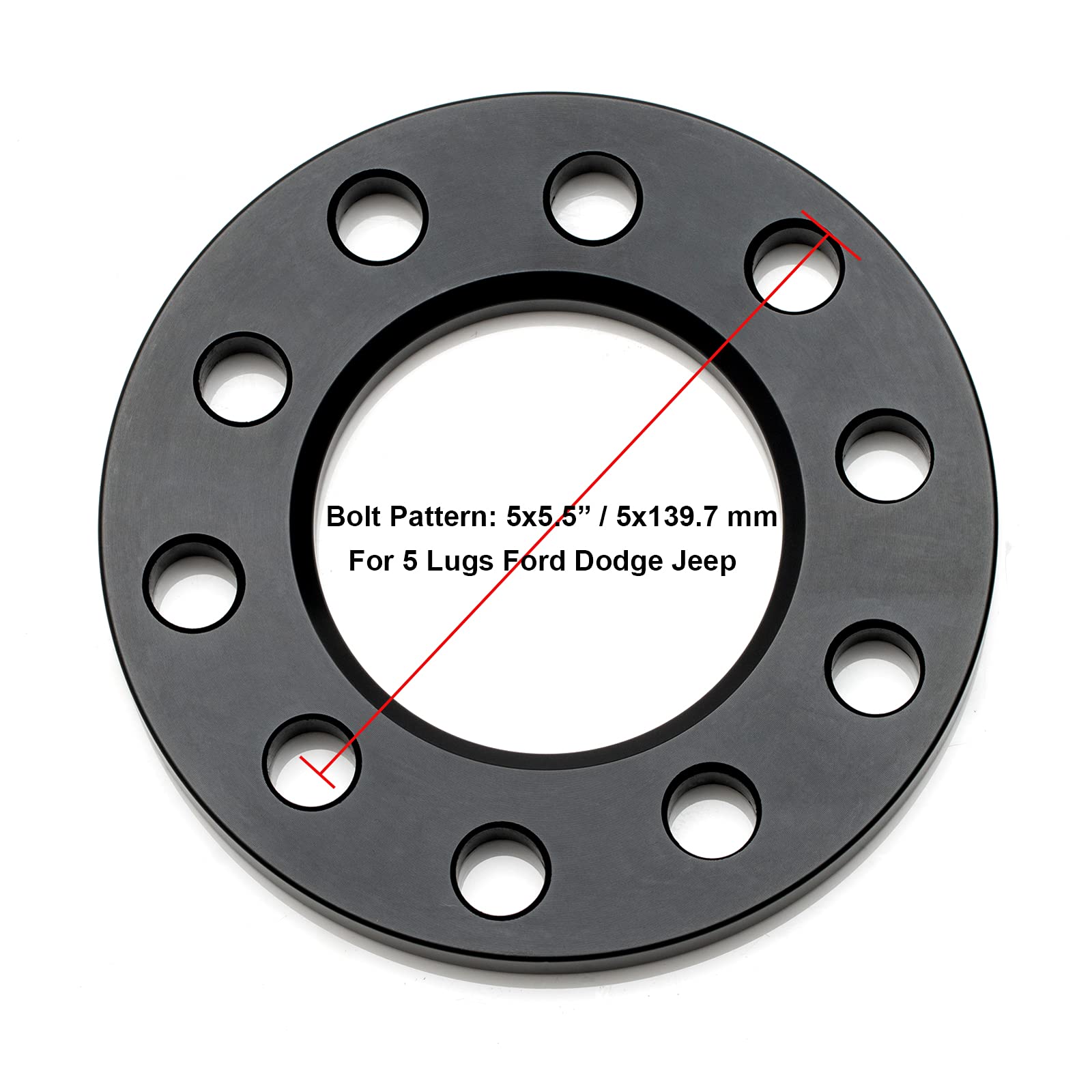 VLAOSCHI Black Forged 5x5.5 5x135 5x139.7 Wheel Spacers 1/4 Inch (6mm) Compatible with Dodge Ram-Ford 5 Lug for 1975-2003 F150 |