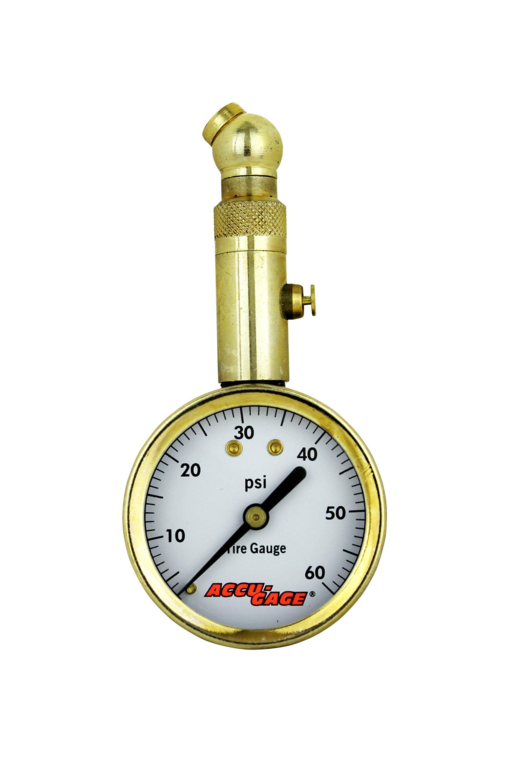Accu-Gage by Milton Dial Tire Pressure Gauge with Swivel Angle Air Chuck - ANSI Certified for Motorcycle/Car/Truck Tires (0-60 PSI)