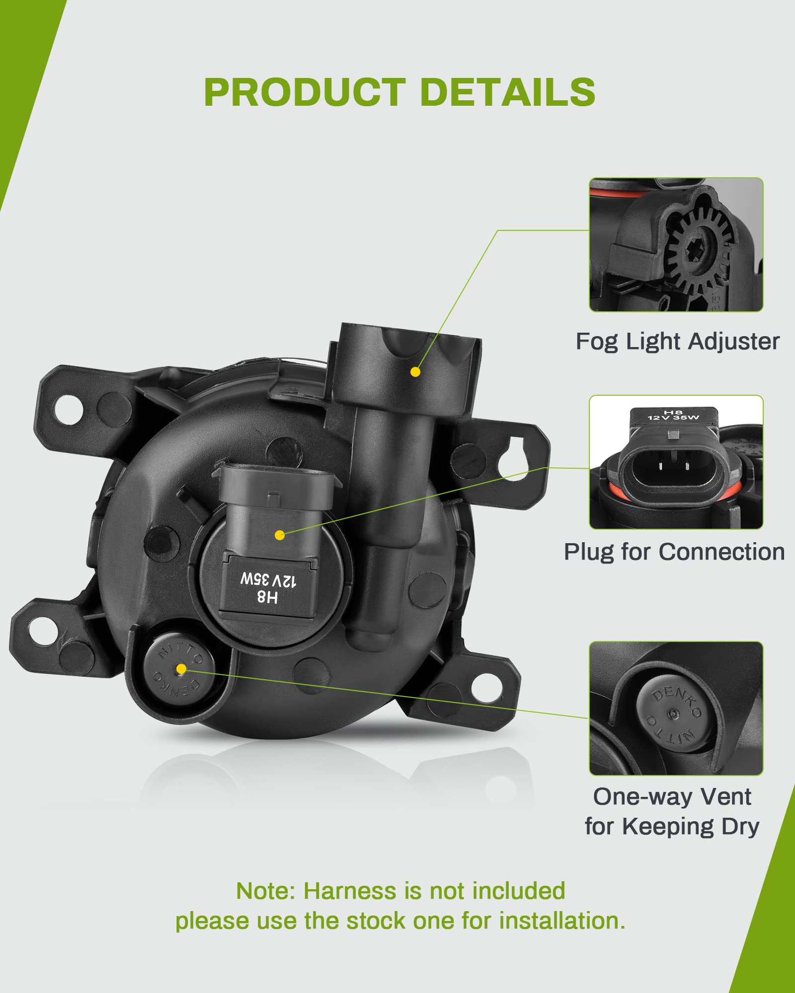 Autosaver88 Fog Lights Compatible With 2016 2018 2019 2020 2021 Civic / 2013 2014 2015 Accord / 15 16 17 18 19 20 Fit / 2019 202