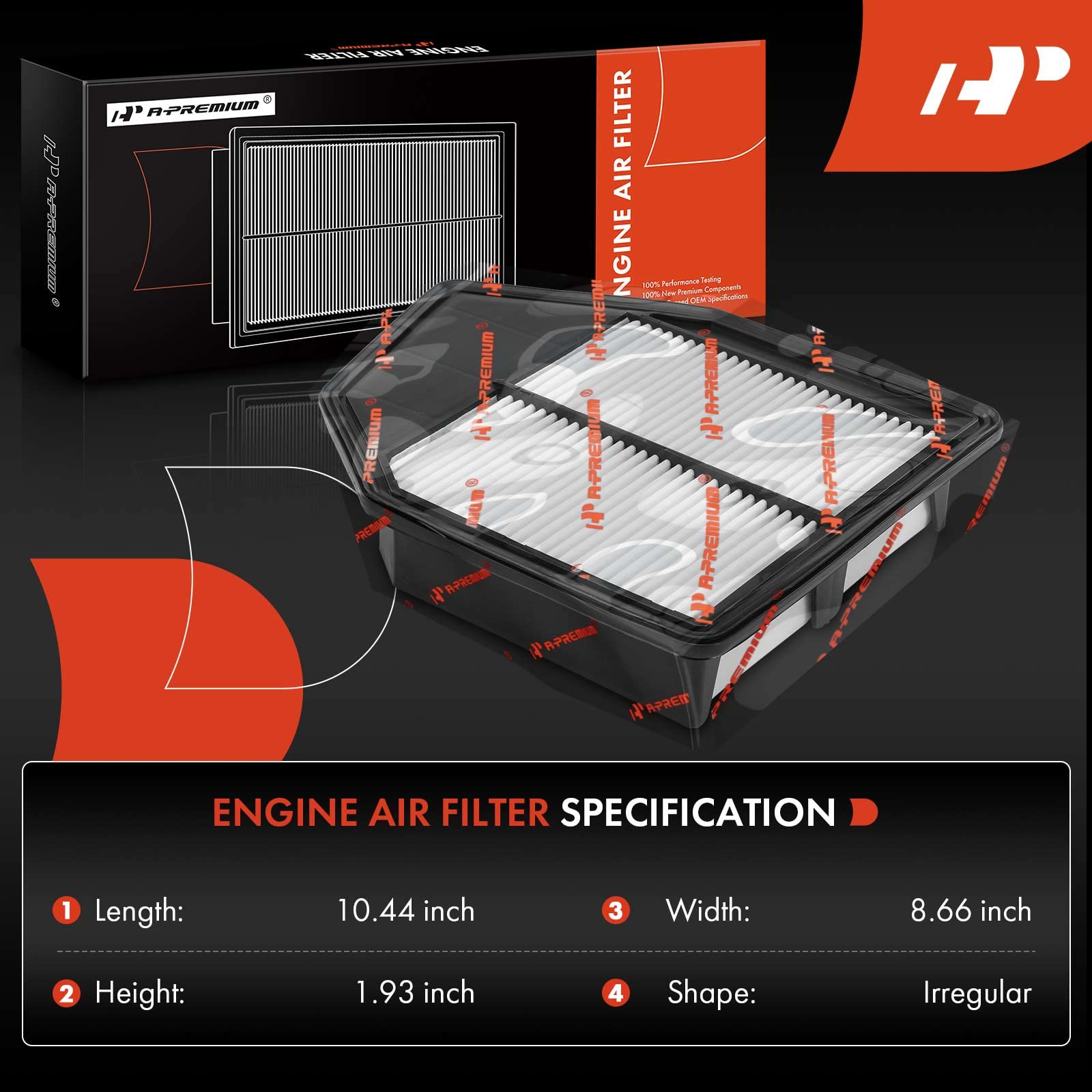 A-Premium Engine Air Filter Compatible with Honda Models - Accord 2008 2009 2010 2011 2012, Crosstour 2012 2013 2014 2015 - L4 2