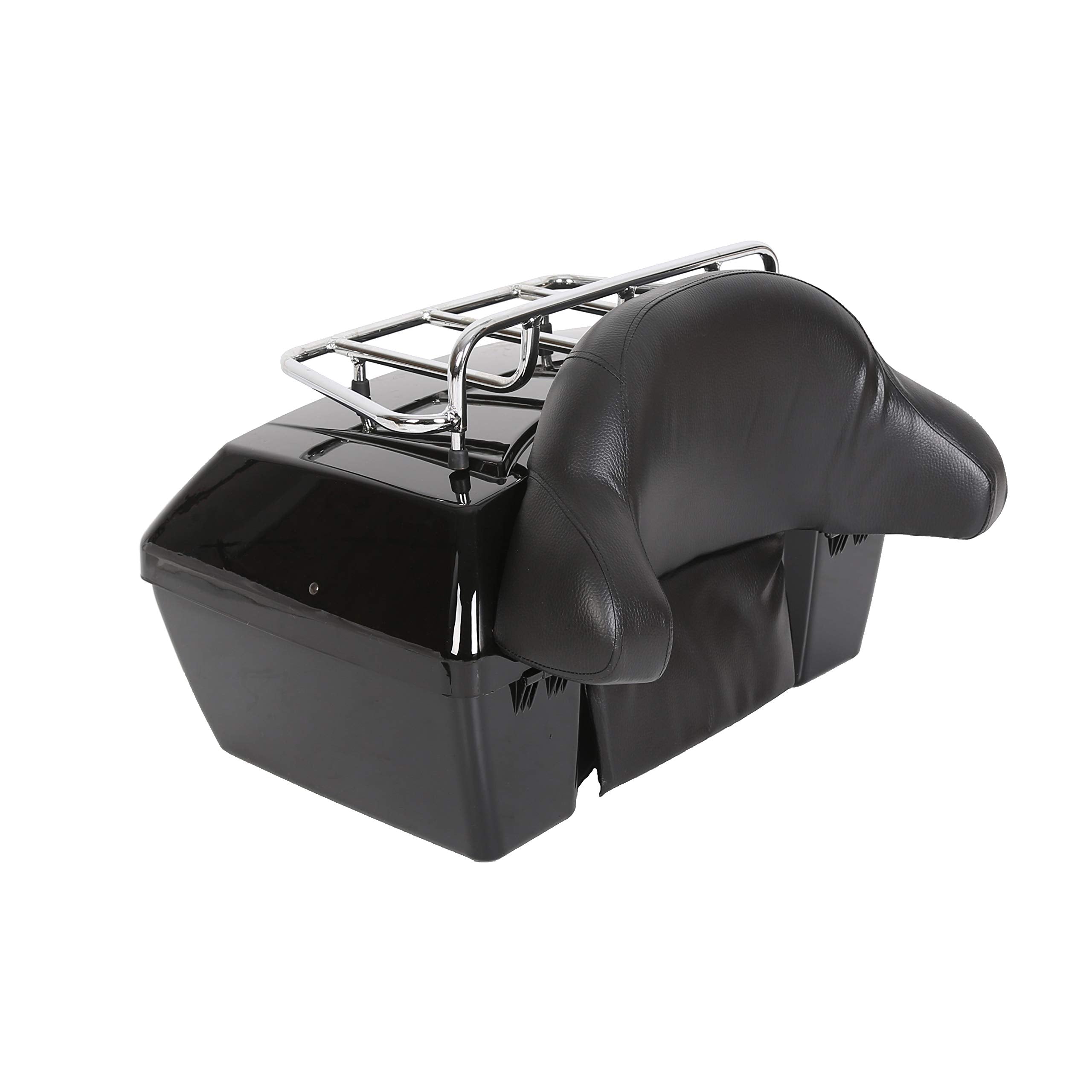Ego Bike Black Motorcycle Trunk Tour Pack Luggage Compatible With Harley Honda Yamaha Suzuki Cruiser Tail Box Top Rack Backrest
