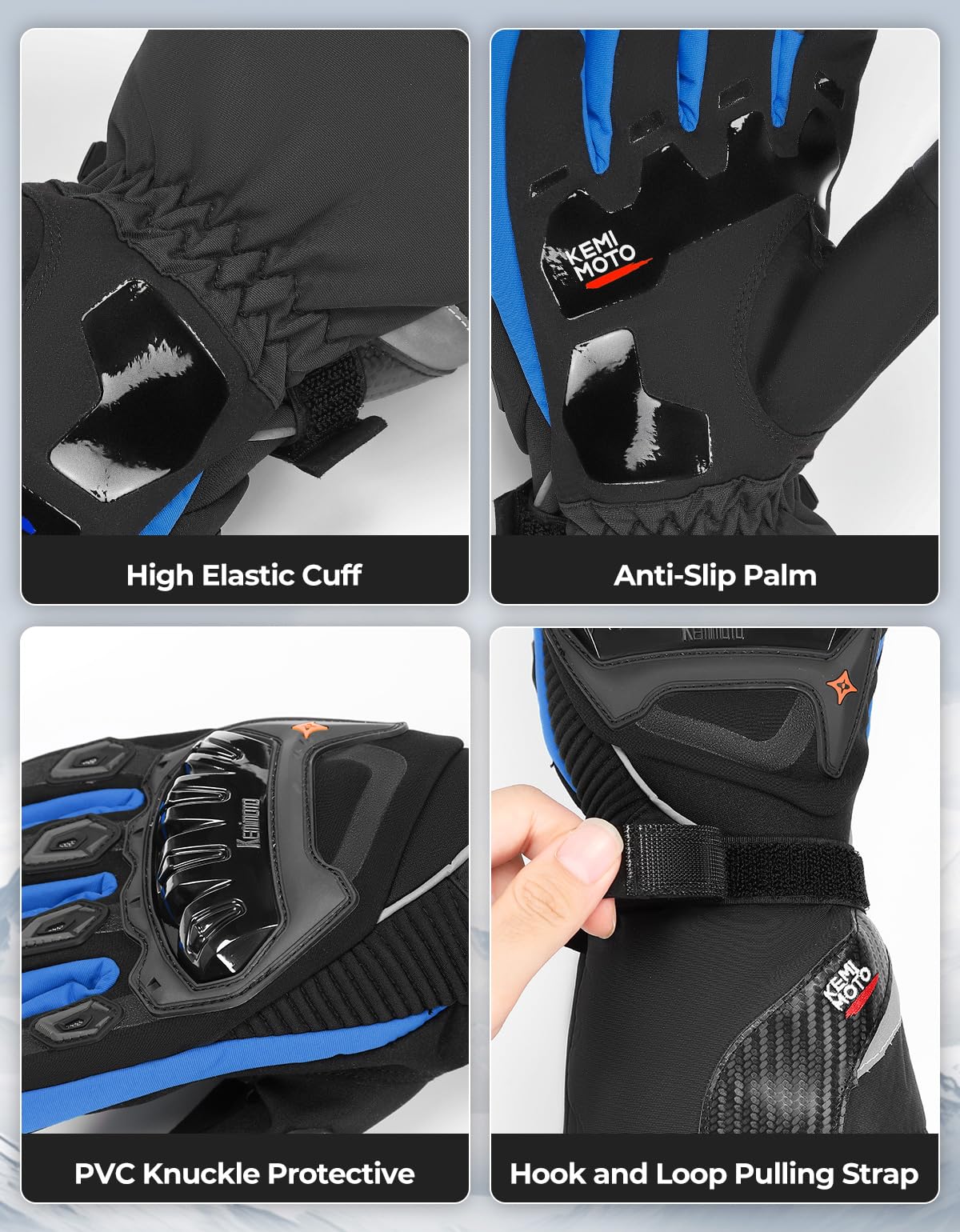 Kemimoto Winter Motorcycle Gloves, Rainproof Riding Gloves With Touchscreen, Motorcycle Winter Gloves For Men, Warm Motorcycle G