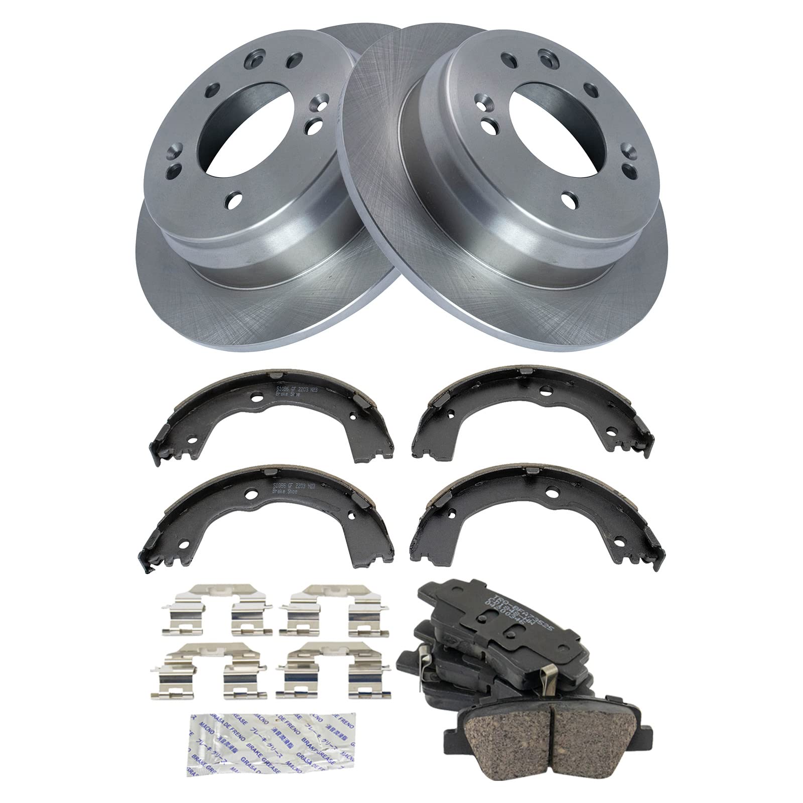 Trq Rear Brake Pad & Rotor Kit Brake Pads Brake Rotor Parking Brake Shoe Set Ceramic Compatible With 2016 Kia Sportage