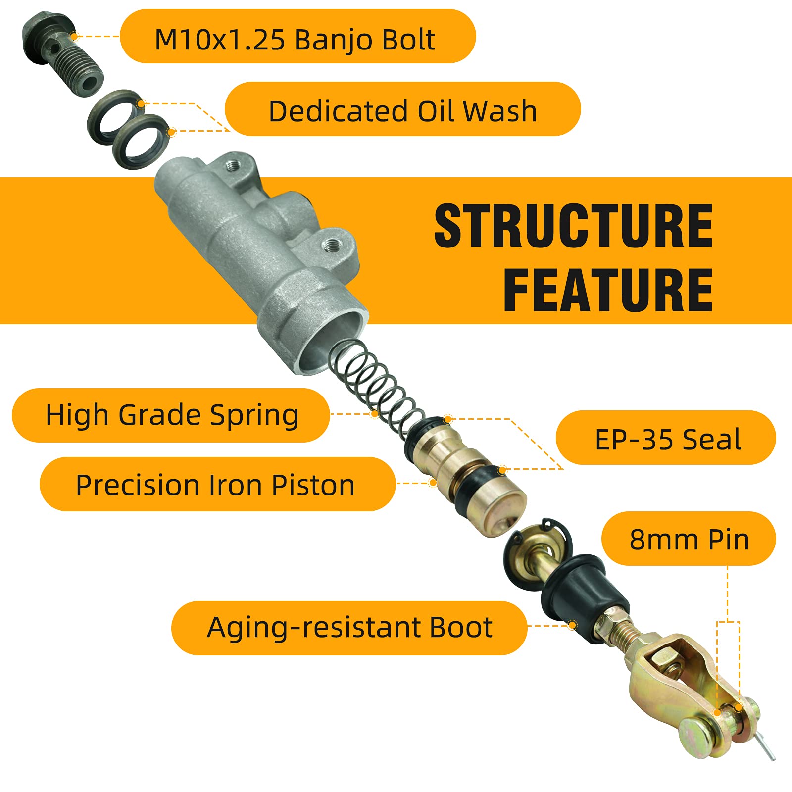 Rear Brake Master Cylinder Fit For Yamaha Yz80 Yz85 Yz125 Yz250 Wr250