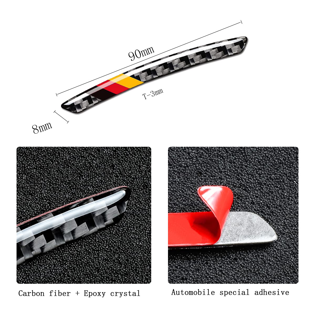 Muekzru 4Pcs Universal Wheel Sticker,3D Tricolor Flag Emblem Badge For All Models,Universal Carbon Fiber Wheel Protection,German