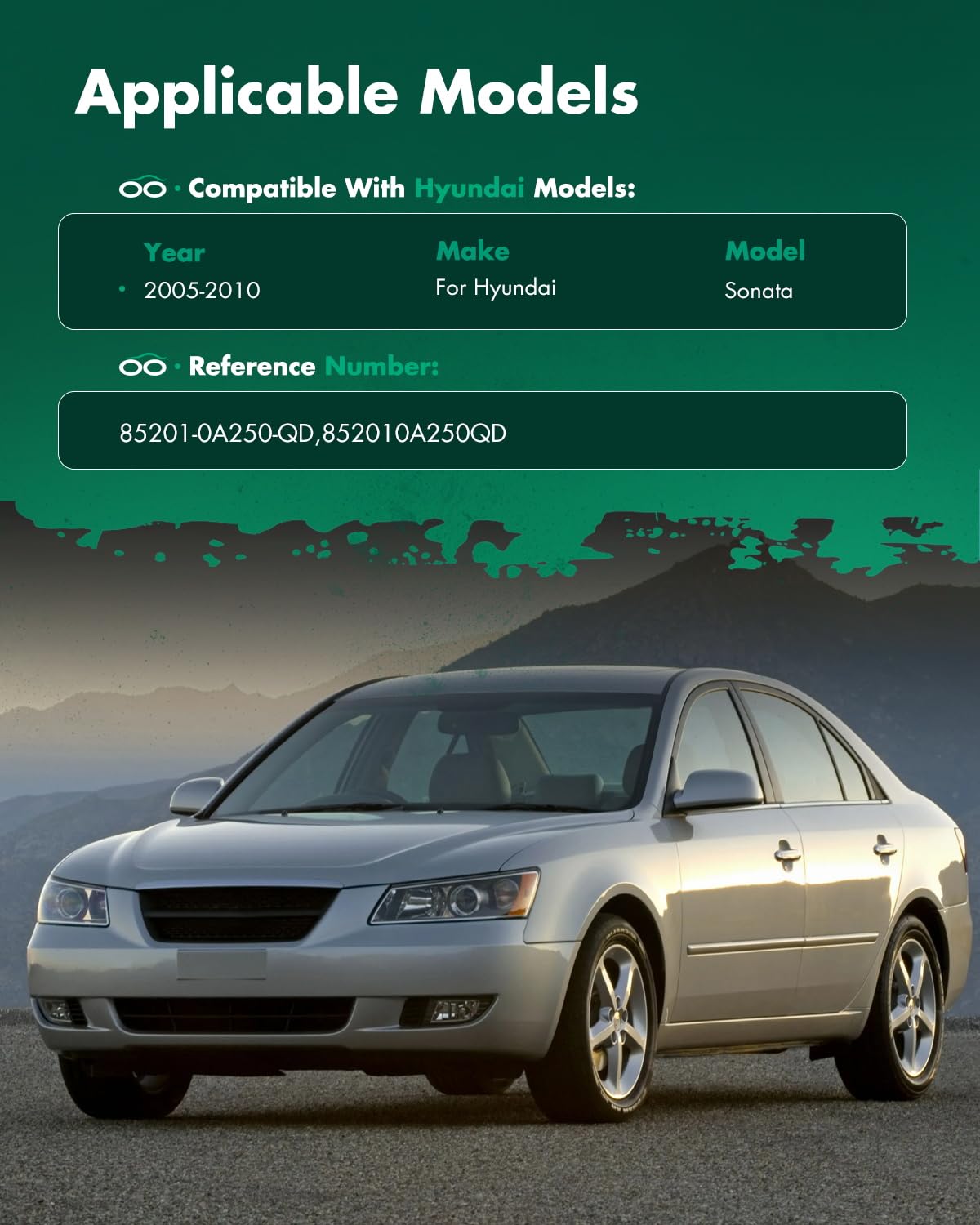 Scitoo Left Driver Side Sun Visor Assembly Without Sunroof Fit For 2006 2007 2008 For Hyundai Sonata Gray Car Sun Visor 85201-0A