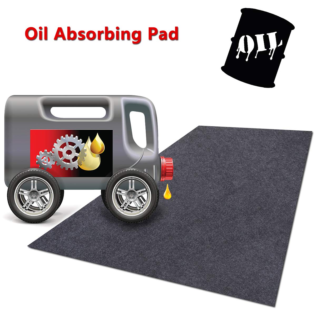 Meitola Cleanable Floor Oil Spill Mat, Oil Absorbing Pad Durable Protective Surface Can Be Used For Car Oil Change (46In36In)