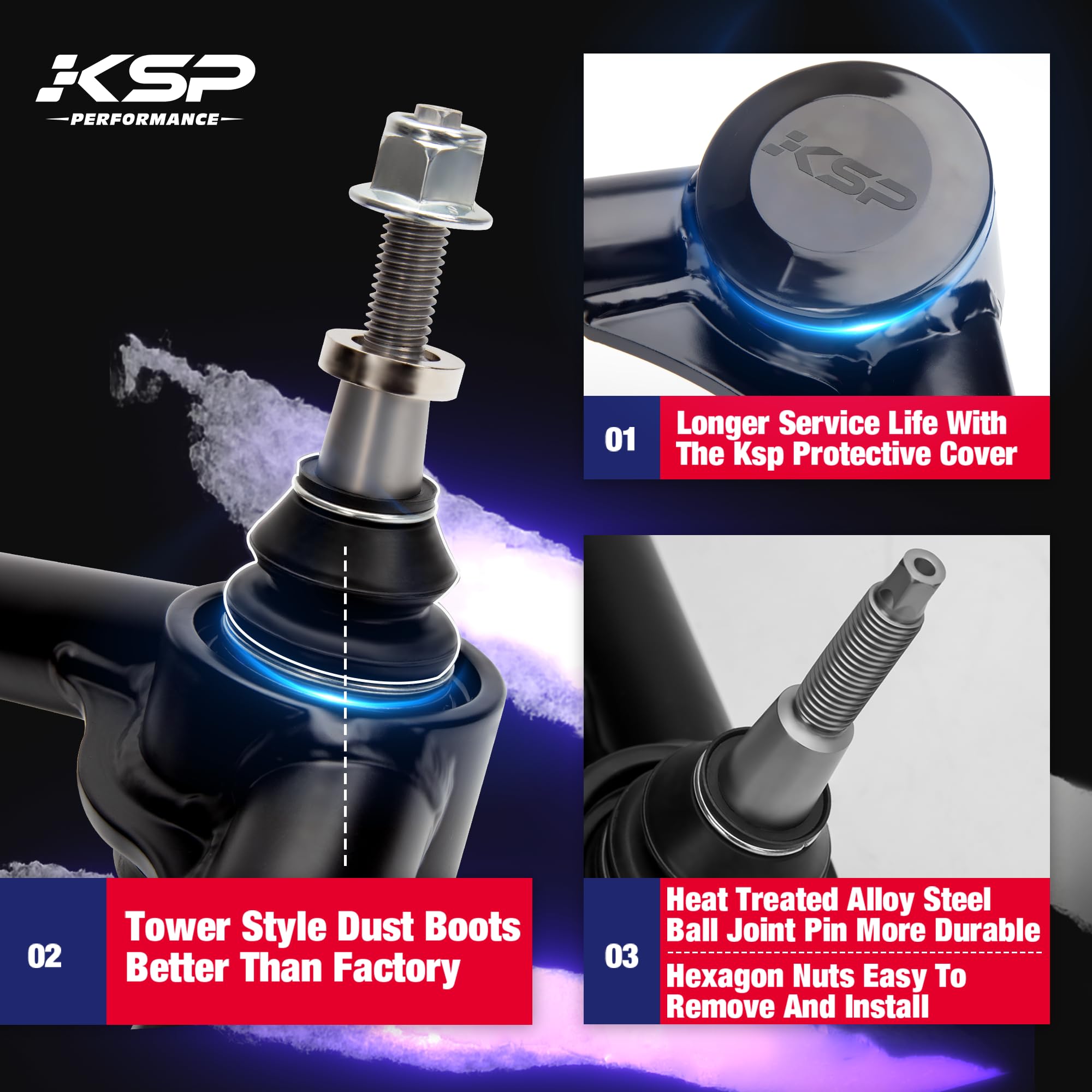 Ksp 2-4 '' K1500 Upper Control Arms, Adjustable Front Control Arm Compatible With Chevy Gmc K1500 1988-1999, Aftermarket Steel U