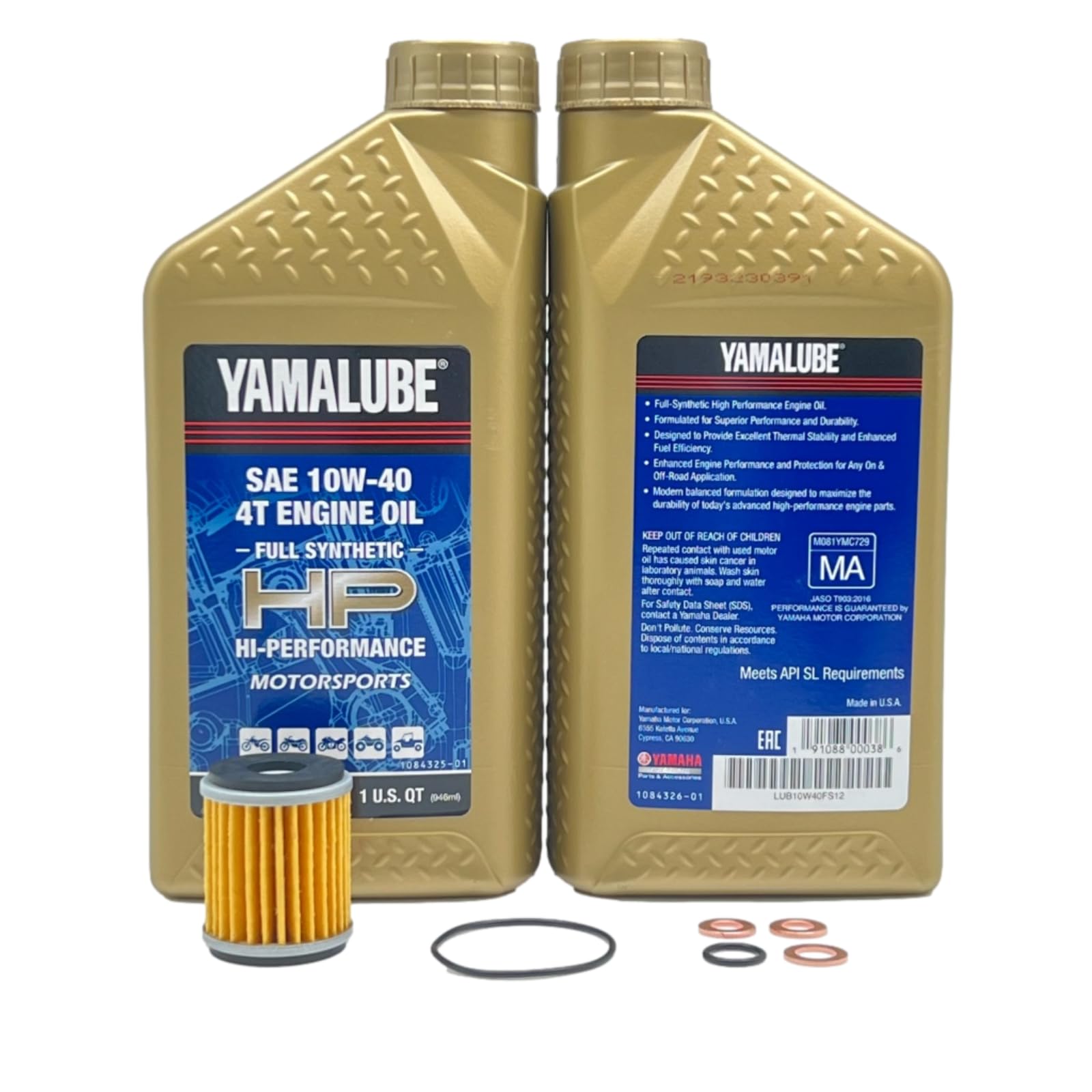 Yamaha Original Oem Yamalube Yz 250F/450F, Yz 250Fx/450Fx, Wr 250F/450F Lub-Offcg-Kt-15 Off Road Efi Full-Synthetic Oil Change K