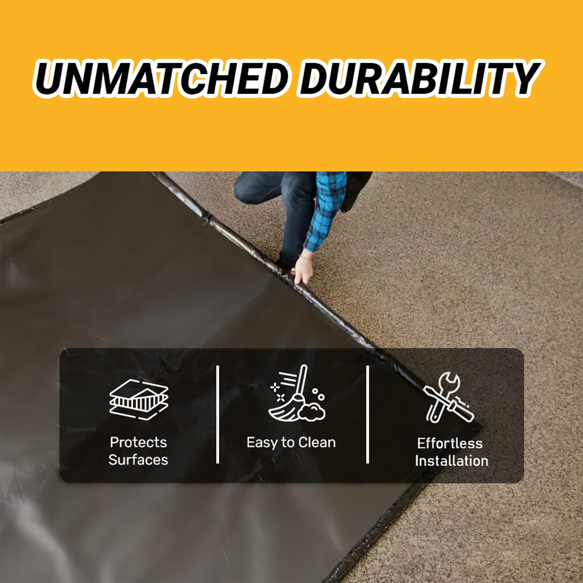 AutoFloorGuard Heavy-Duty Garage Containment Floor Mat for Compact Vehicles, 7’9 x 16'