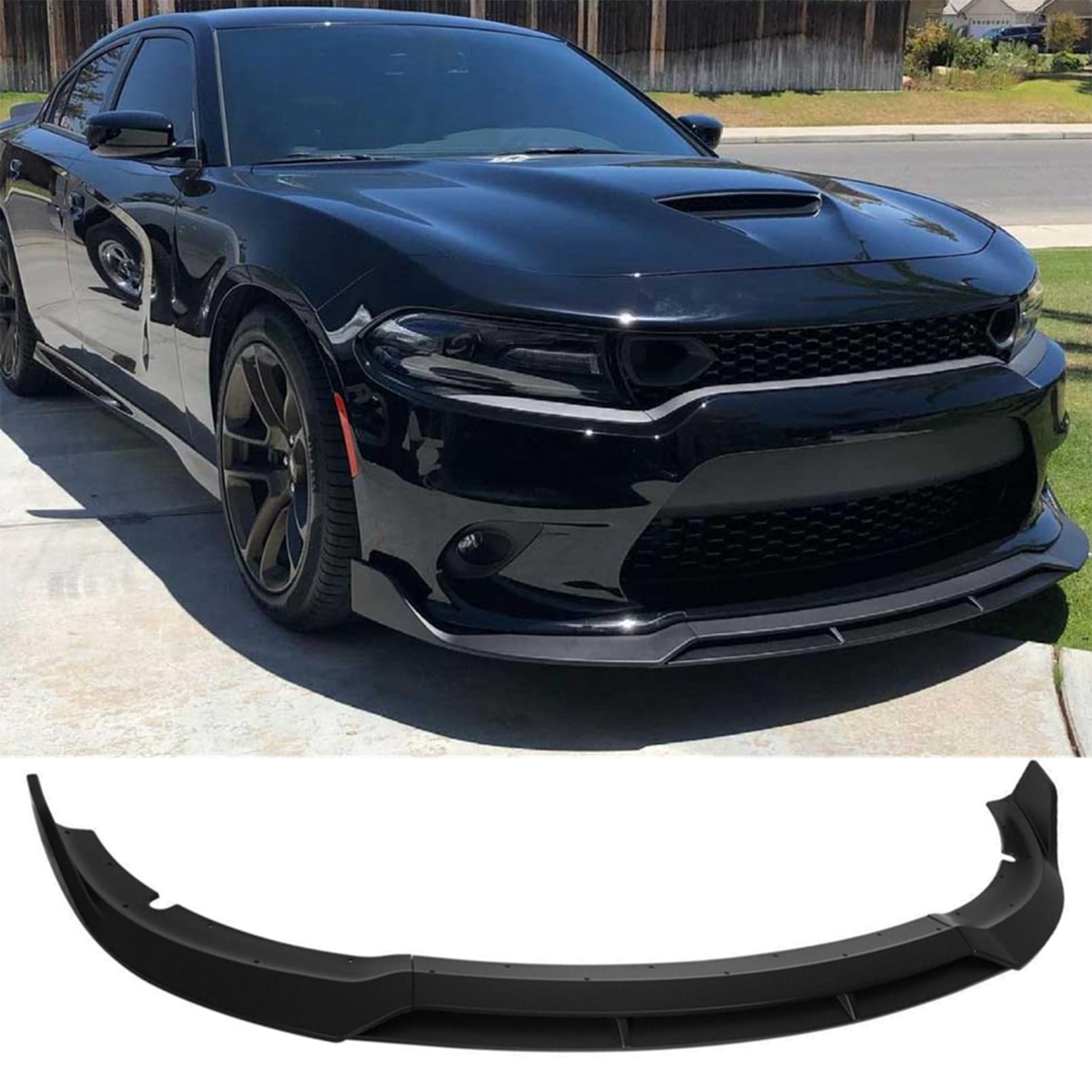 MUTUSAISI Matte Black Front Bumper Lower Lip Splitter Kit Compatible with Dodge Charger SRT/Hellcats/Scat Pack 2015 2016 2017 20