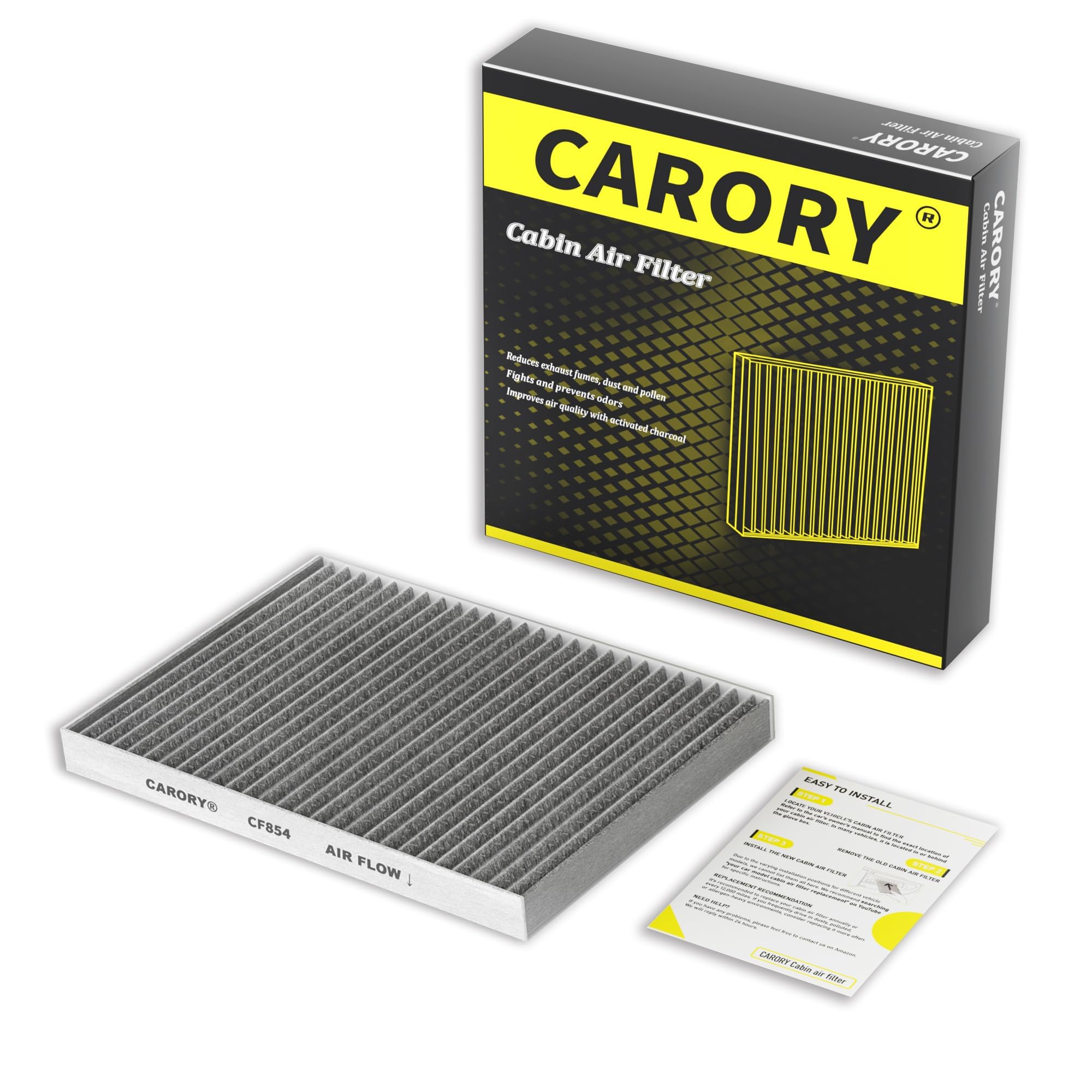 CARORY Cabin Air Filter w/Activated Carbon for 2017-2023 Nissan Qashqai, 2014-2020 Rogue, 2017-2023 Rogue Sport, 27277-4BU0A, 27