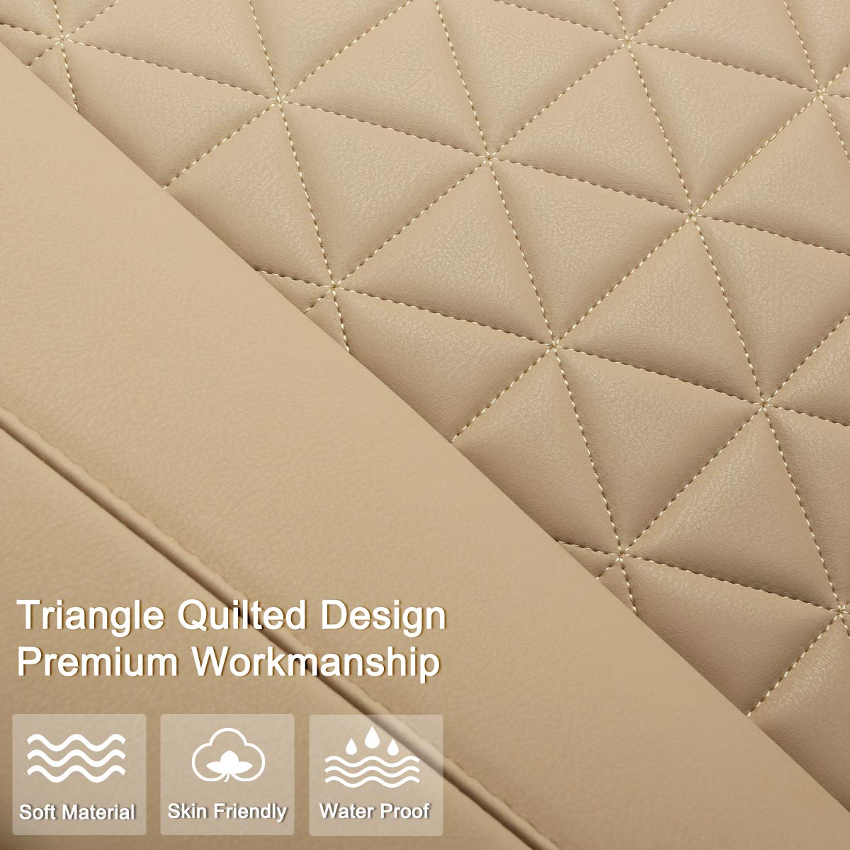 Black Panther Luxury Pu Leather Rear Bench Car Seat Cover Adjustable Length (49-55'') Fits 90% Standard 5 Seats (Sedan Suv), For