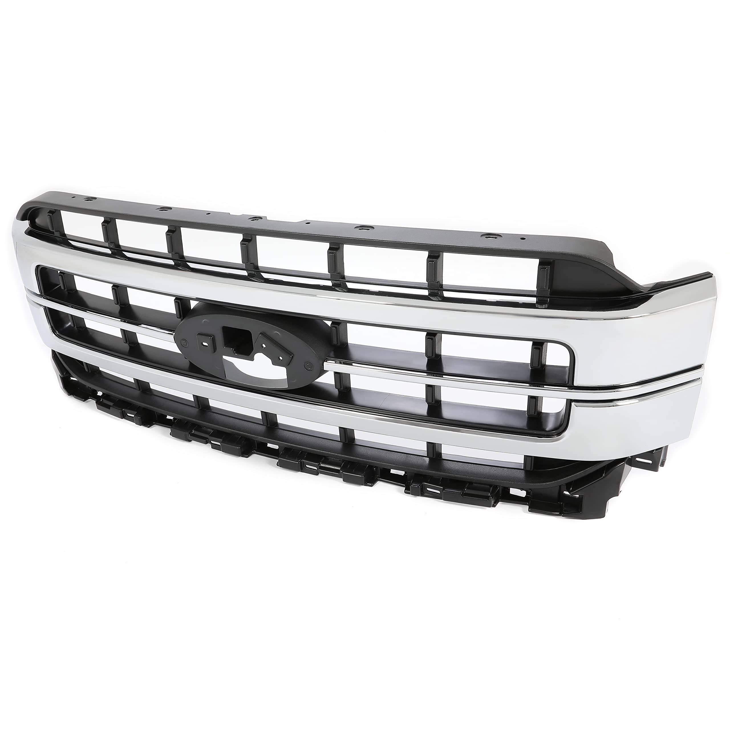 Kuafu Front Bumper Grille Compatible With 2021-2023 Ford F150 Sport Lariat Grill Replacement For Ml3Z-8200-Fa Chrome Silvery+Black