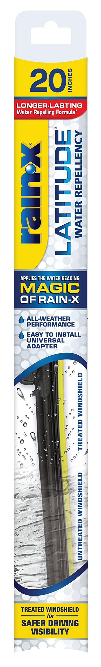 Rain-X 5079277-2 Latitude 2-In-1 Water Repellent Wiper Blades, 20 Inch Windshield Wipers (Pack Of 1), Automotive Replacement Win