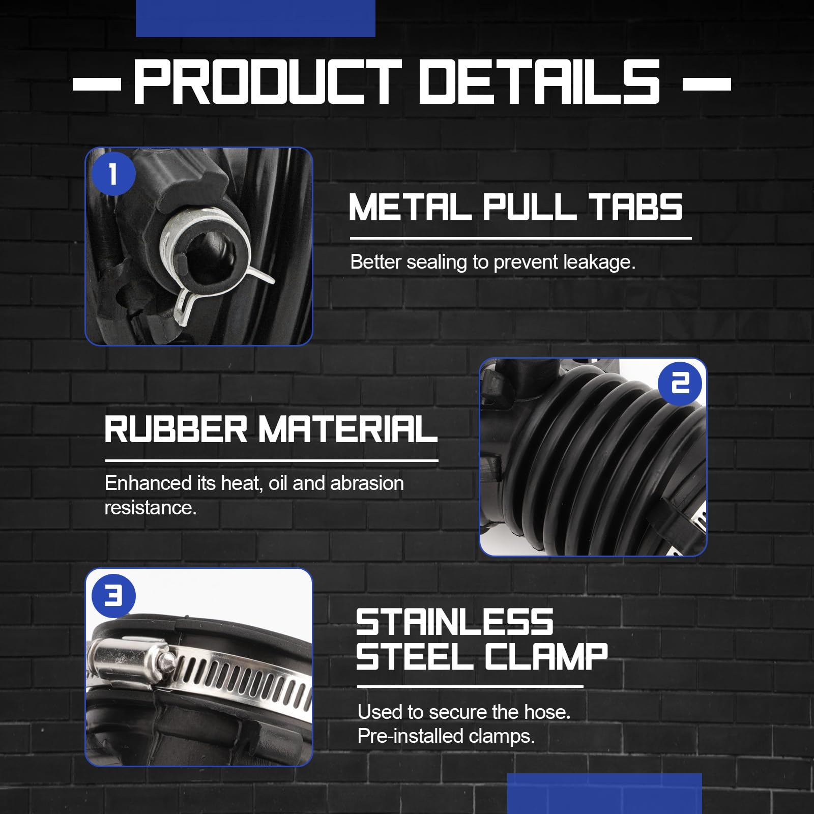 Air Cleaner Intake Hose Tube With Clamps For 2012-2015 Honda Civic 1.8L 2013-2015 Acura Ilx 2.0L (Oem# 17225-R1A-A01)