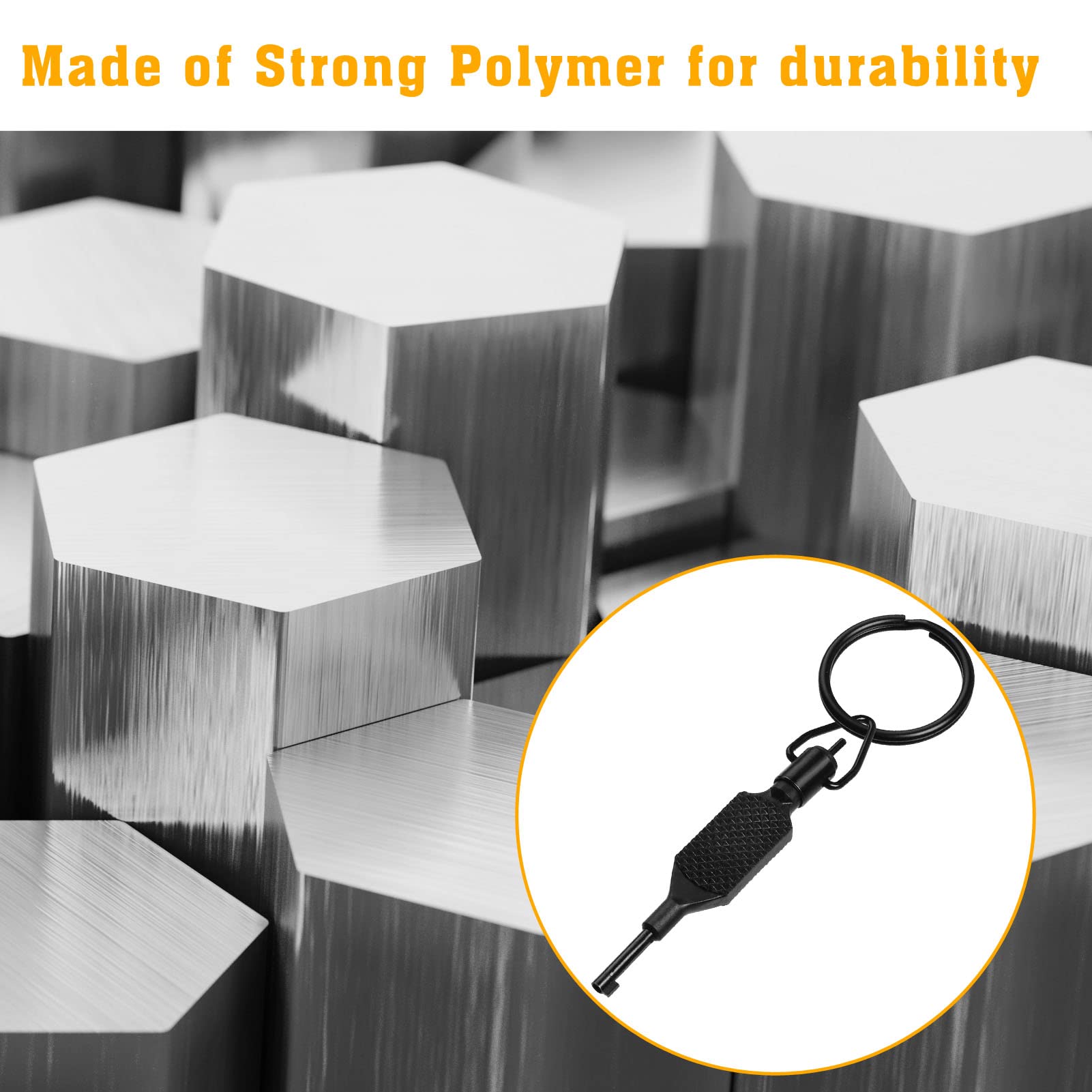 Jotovo Flat Knurled Swivel Key, Universal Standard Handcuff Key 4 Long With Detachable Keyring, Black