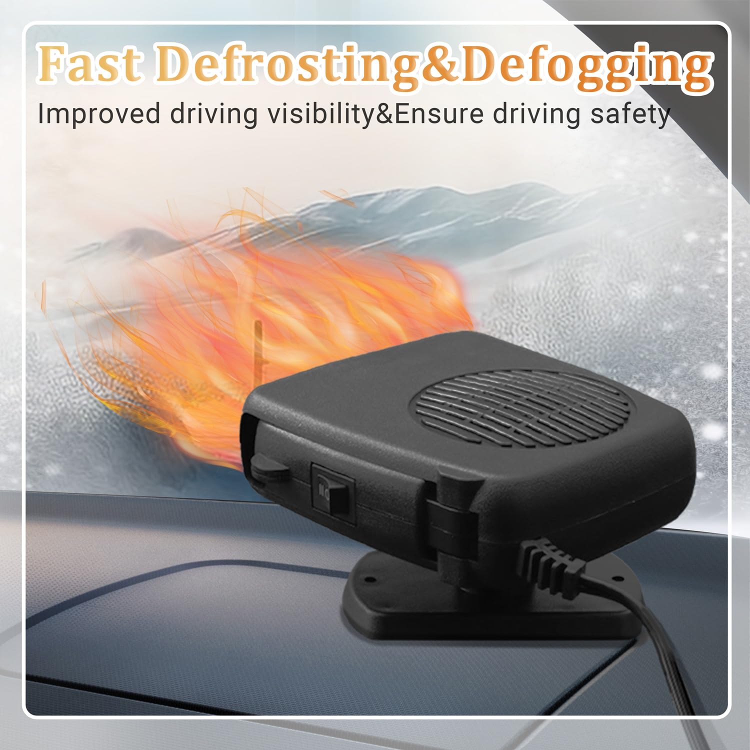 Car Heater,12V 200W Portable Windshield Defroster With Heating/Cooling Fan And Plug In Cigarette Lighter Fast Heating Defrost De