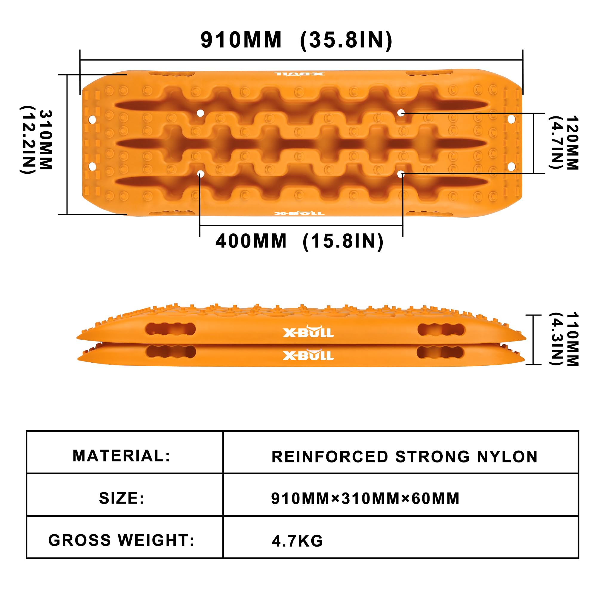 X-BULL New Recovery Traction Tracks Tire Ladder for Sand Snow Mud 4WD(Orange)