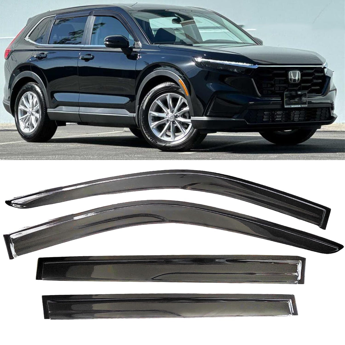 4PCS Window Deflectors for Honda CRV(CR-V) 2023 2024 | Rain Guard Vent Visor | Dark Smoke Tinted | Noise Reduction & UV Protecti