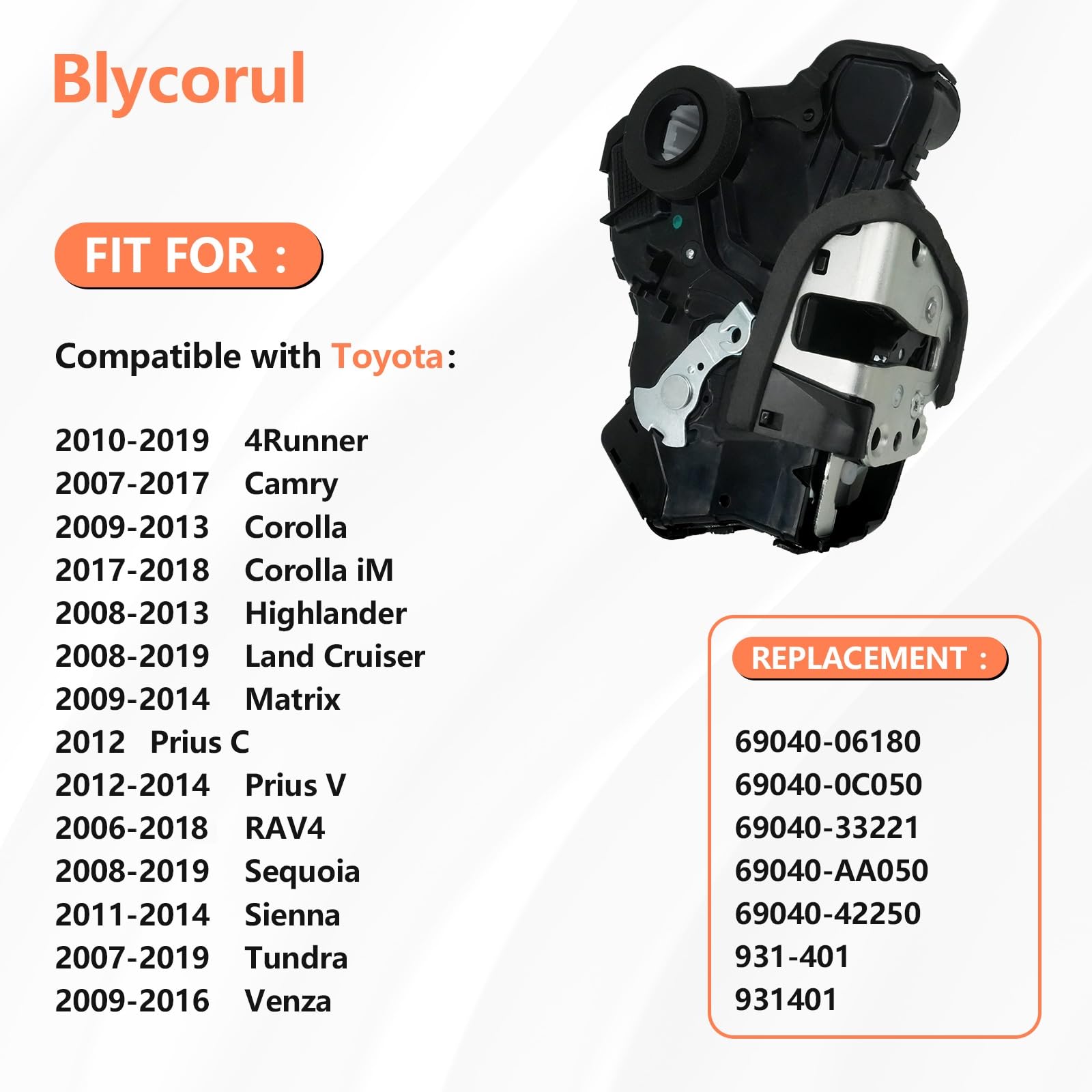 Blycorul Door Lock Actuator Motor Compatible with Tundra, Camry, 4Runner, Rav4, Lexus RX350 RX450h, Scion tC xB xD | Replaces #6