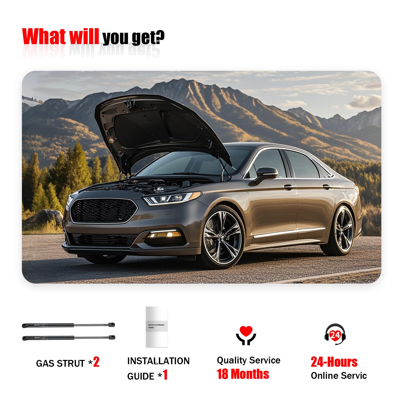 Iaqwe Sg204069 Front Hood Lift Support Compatible With Ford 2013-2019 Police Interceptor, Front Gas Struts Spring Shocks Fit For