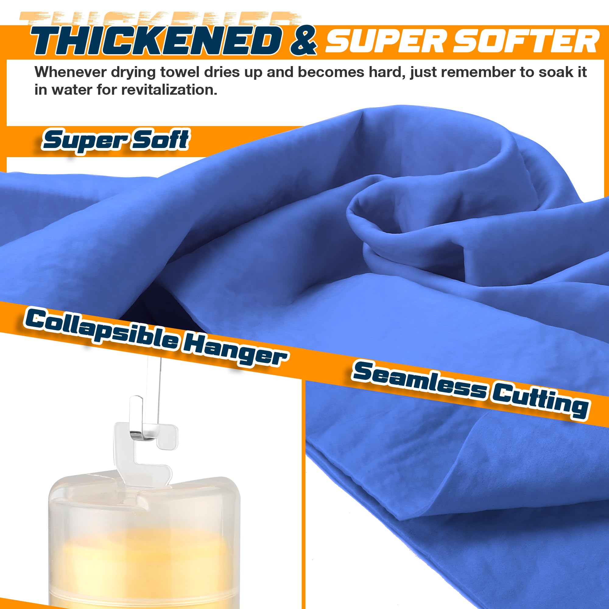 Idemeet Premium Shammy Towel For Car, Super Absorbent 2 Pack 26''''X17'''' Car Drying Towel, Reusable Soft Car Wash Cloth, Chamo