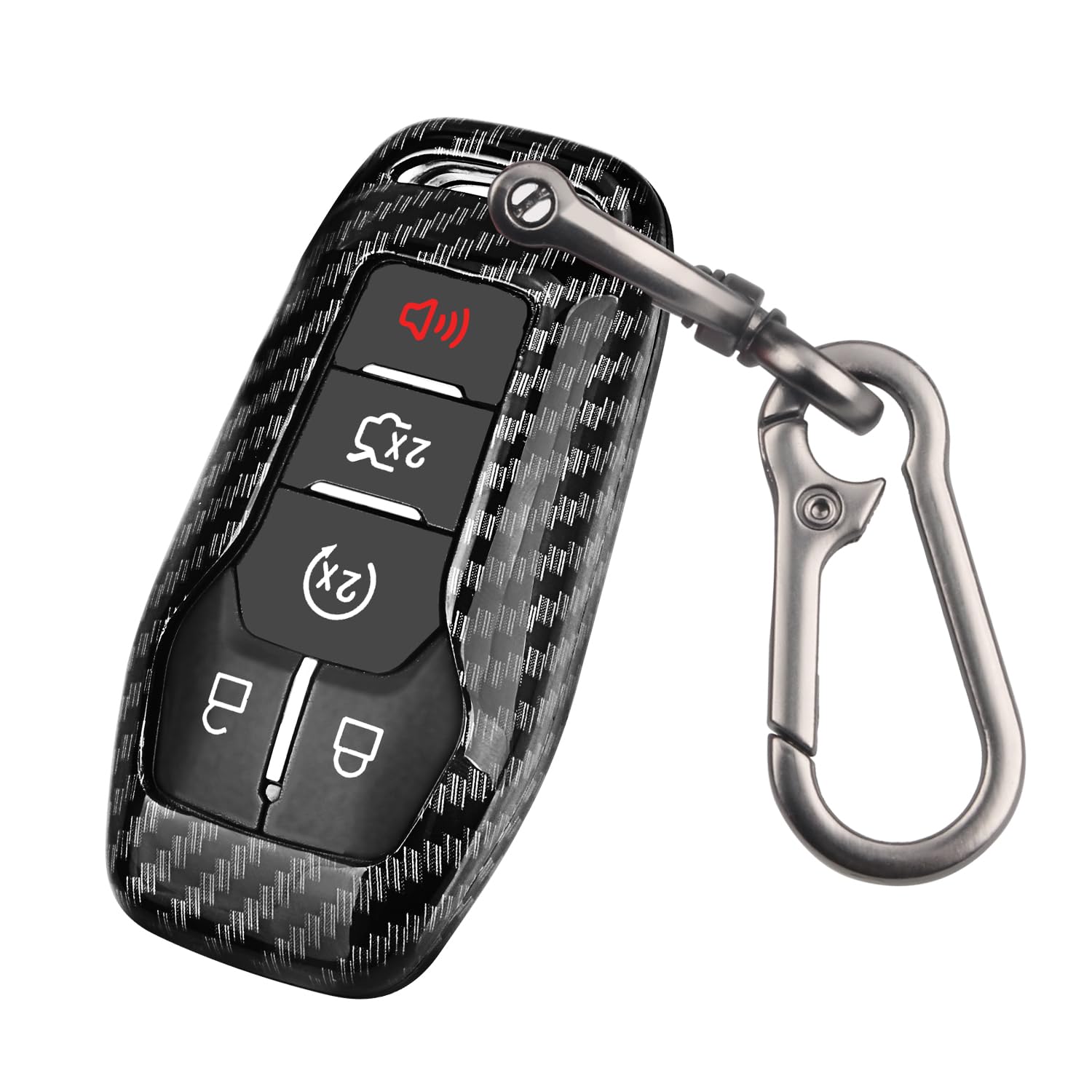 Qbuc For Ford Key Fob Cover,Carbon Fiber Car Key Case Protector With Keychain Compatible With With Ford Fusion F-150 Edge Explor
