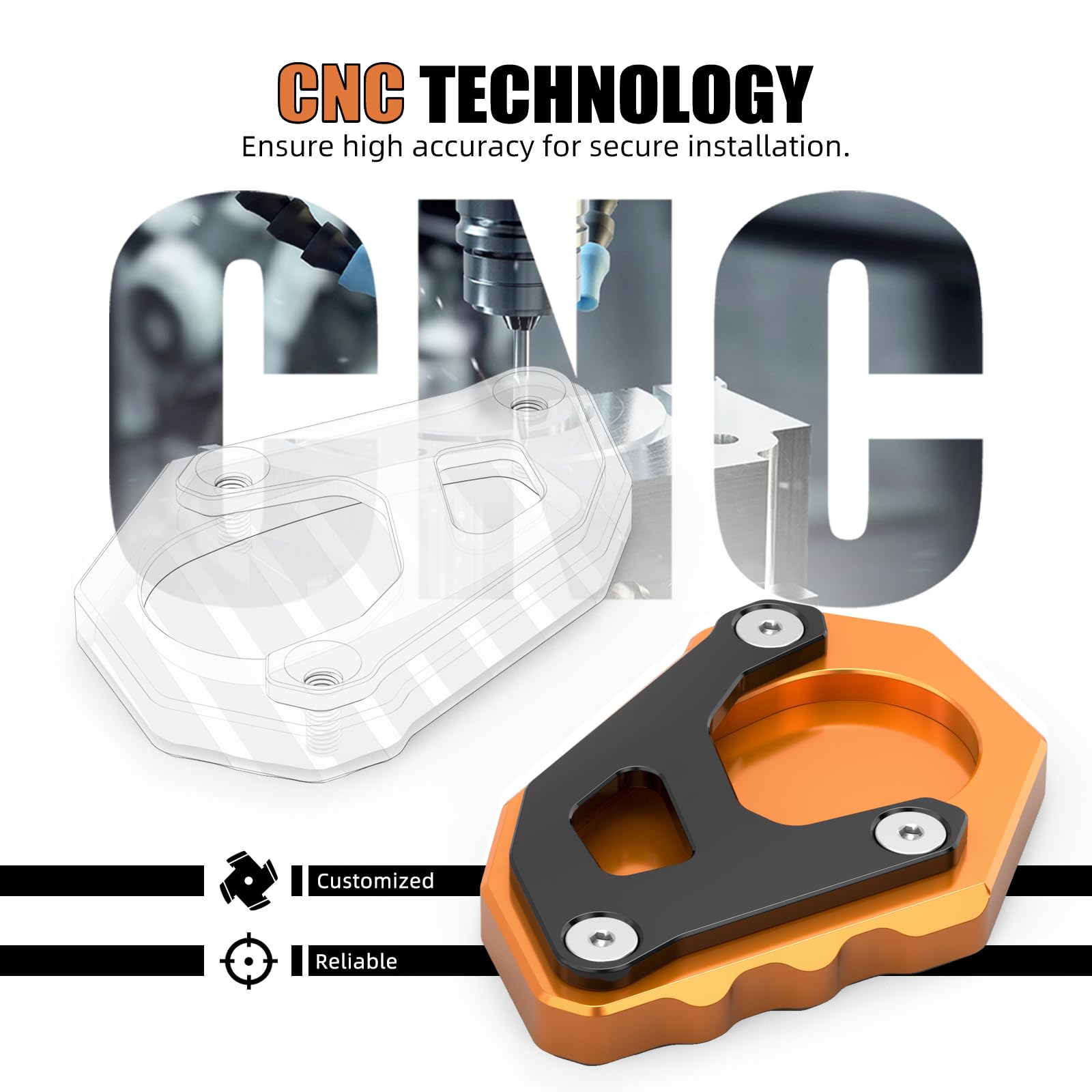 NICECNC Orange Kickstand Kick Side Stand Extension Plate Compatible with KTM 690 Enduro R/SMC R 2019-2021,1050/1090/1190/1290 Adventure 2014 2015 2016 2017 2018 2019 2020