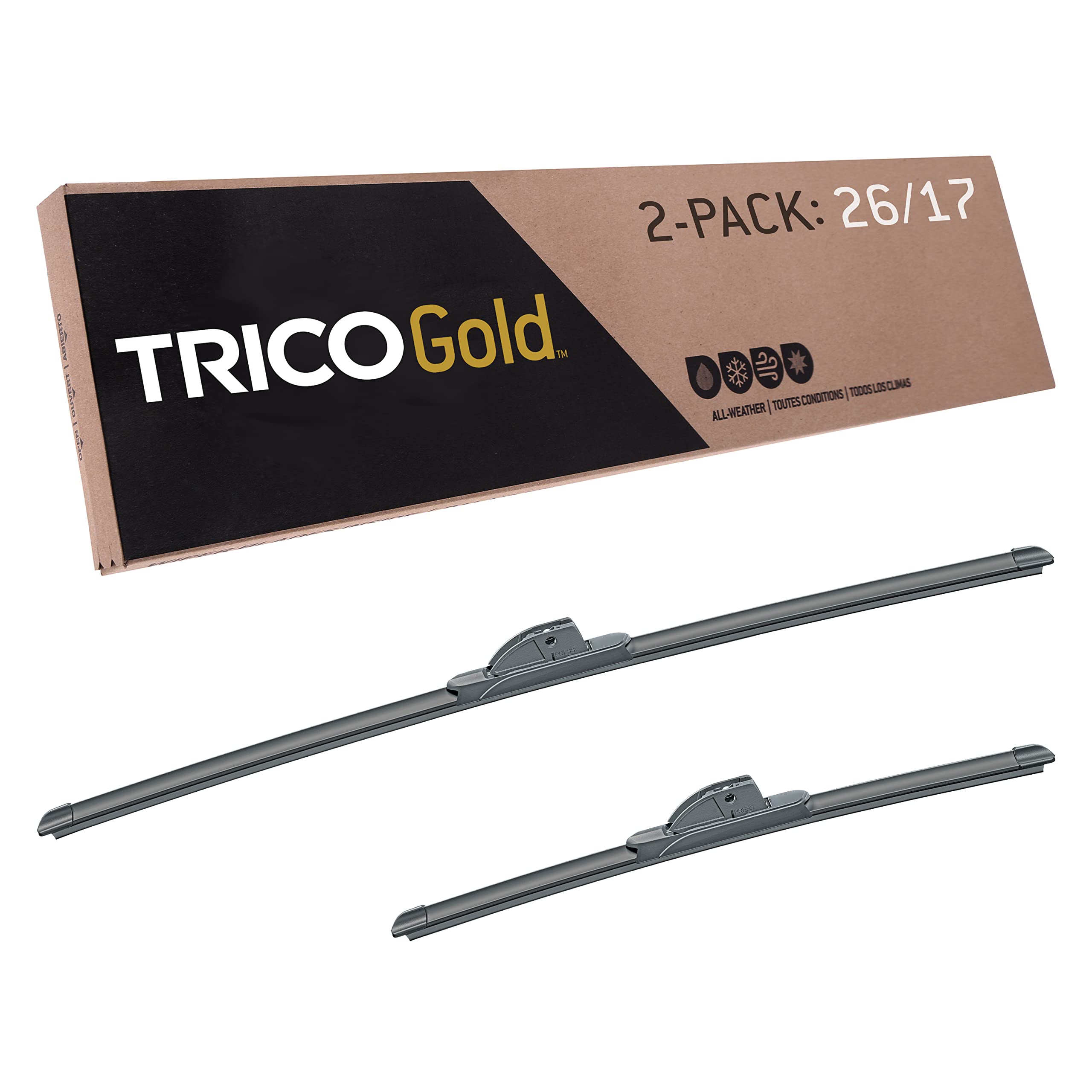 Trico Gold (18-2617) 26 & 17 Inch Pack Of 2 Automotive Replacement Windshield Wiper Blades For My Car Super Premium All Weather