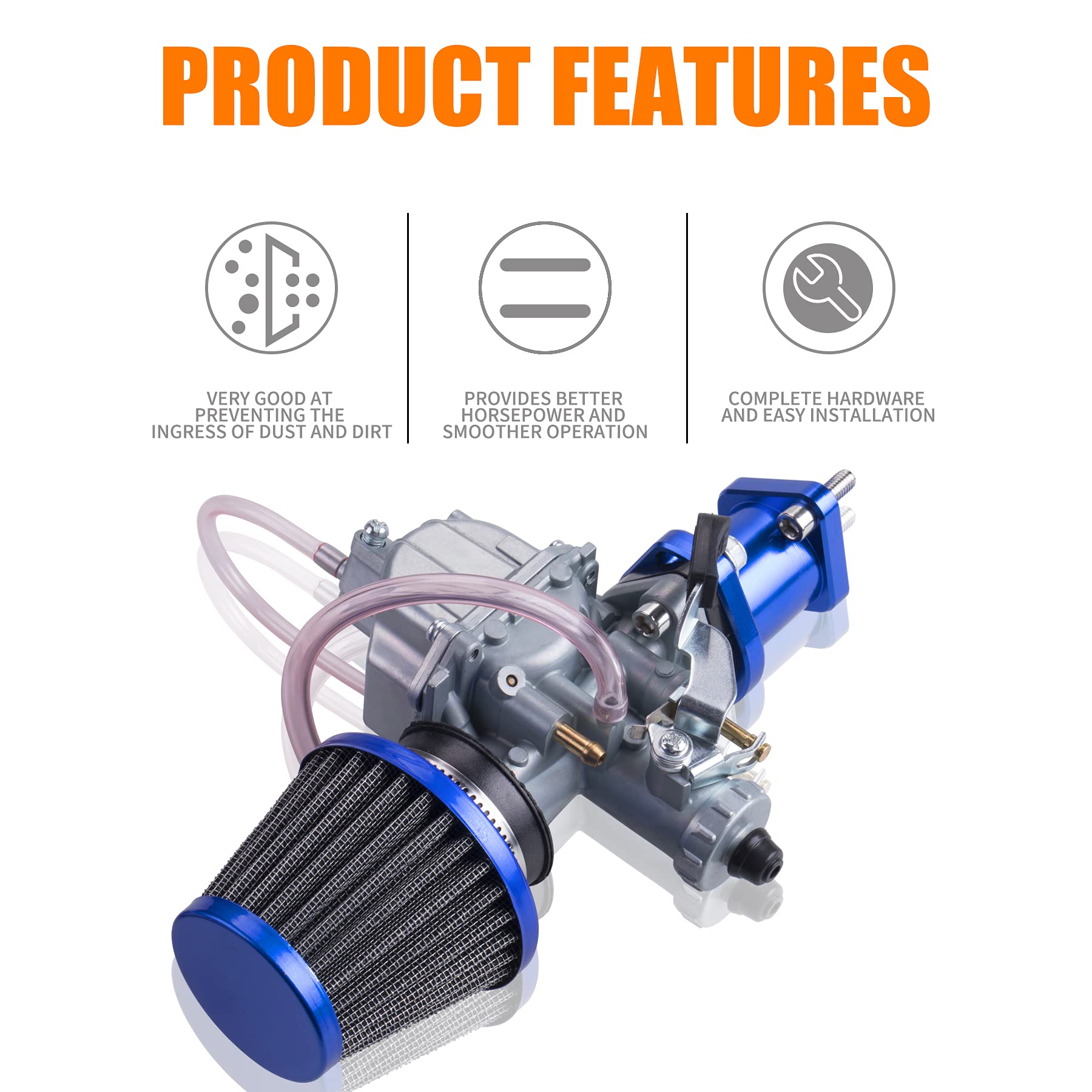 Oraevy Vm22 26Mm Carburetor Carb Kit Fit For Performance Intake Pipe Mainfold Air Filter Fit For Predator 212Cc Gx160 Honda Gx20