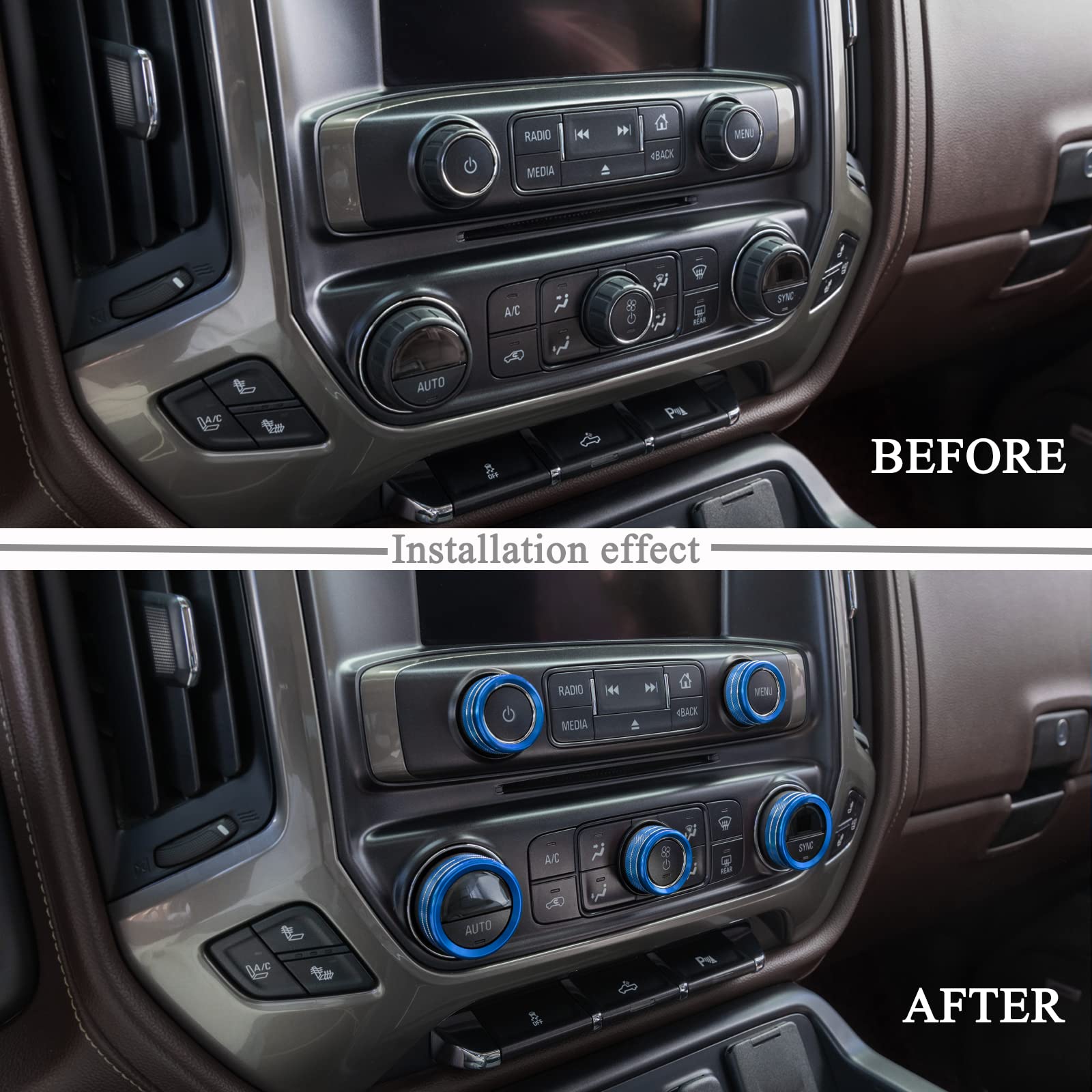 Jkcover Center Console Button Knobs Cover Compatible With 2014 2015 2016 2017 2018 Chevy Silverado/Gmc Sierra Air Conditioner Co