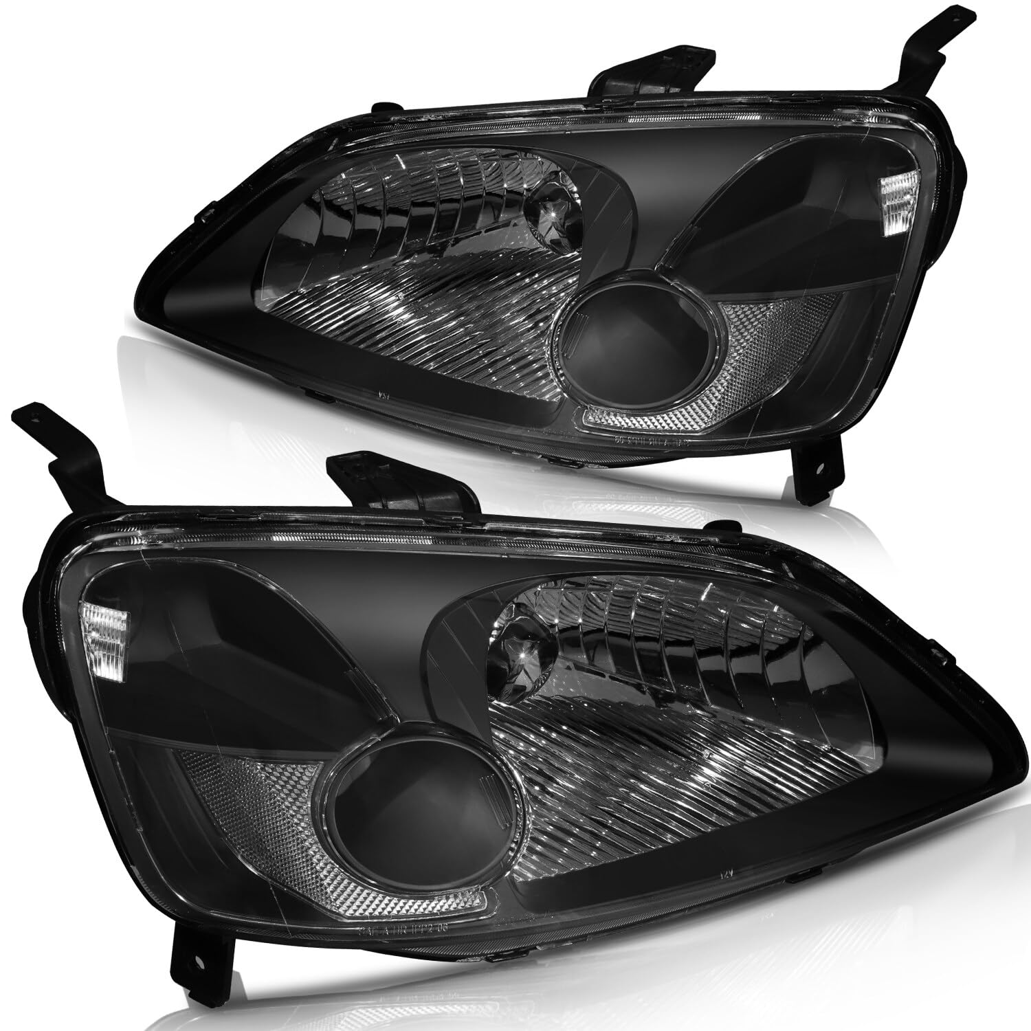 OCPTY Headlight Assembly Pair Replacement for Honda Civic 2001-2003 Bulbs Not Included