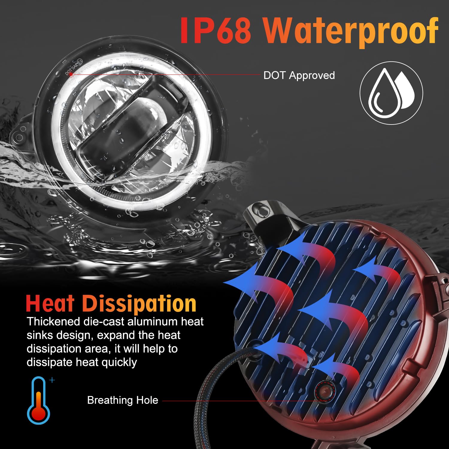 Beeyeo 9 Inch Led Headlights, Round Wrangler Headlight With Halo Drl & Turn Signal For Wrangler Jl 2018 2019 2020 2021, Gladiato