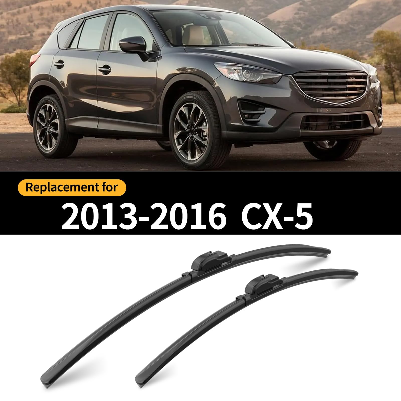 Gardimu Front And Rear Windshield Wiper Blades, 3 Pcs Front And Back Windshield Wipers Blades Replacement For Mazda Cx-5 2013-20