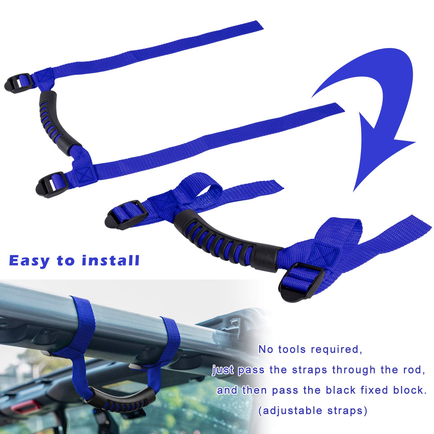 4 X Roll Bar Grab Handles Grip Handle For Jeep Wrangler Yj Tj Jk Jku Jl Jlu Sports Sahara Freedom Rubicon X & Unlimited 1955-202