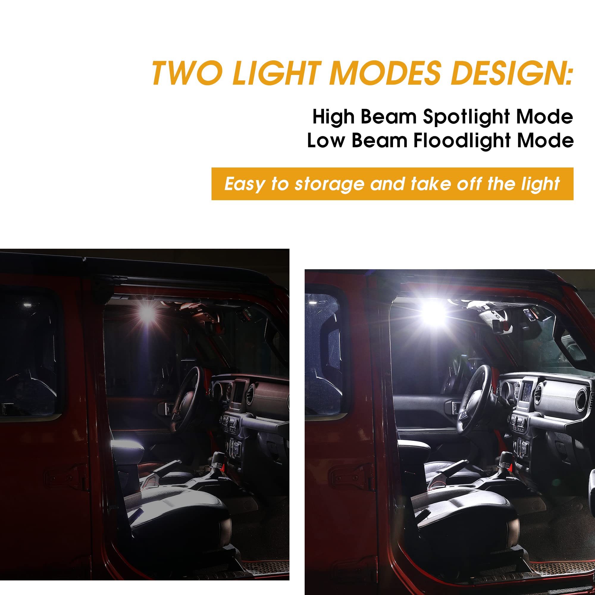 sukemichi Roll Bar Grab Handles with Light for Jeep Wrangler CJ YJ TJ JK JL Jeep Gladiator JT, Removable USB Rechargeable Car In