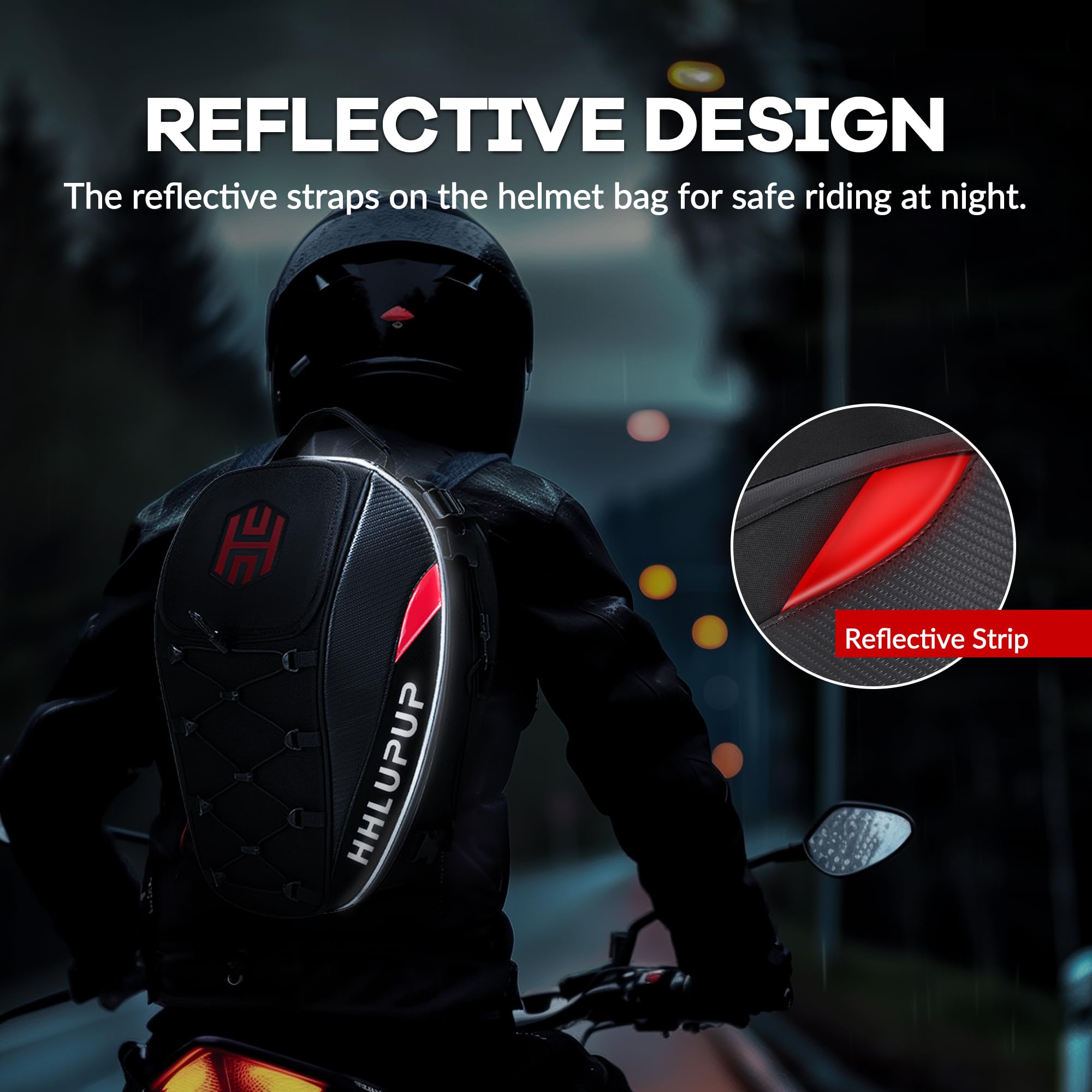 Hhlupup Motorcycle Tail Bag Seat Helmet - 38L Motorcycle Backpack Waterproof Luggage Bags (Red)