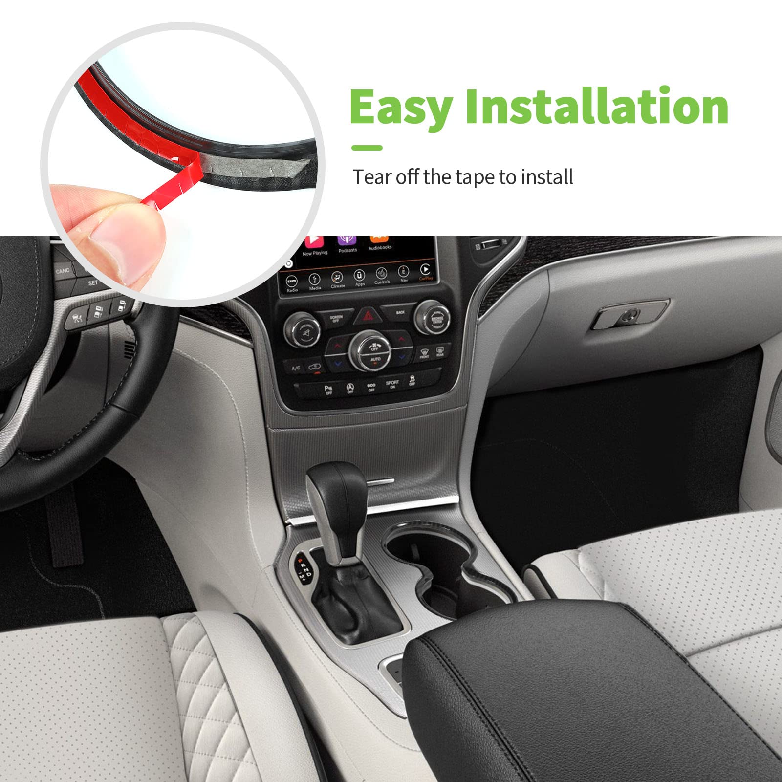 Sqqp Carbon Fiber Center Console Cup Holder Cover Interior Accessories Compatible With 2011-2021 Jeep Grand Cherokee