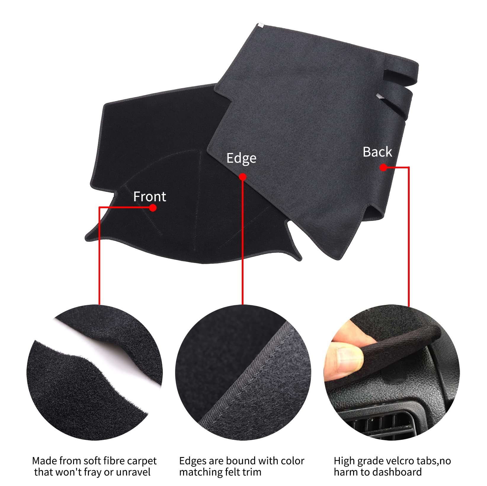 HanLanKa Dash Cover Mat Custom Fit for Toyota Camry 2007 2008 2009 2010 2011 Dashboard Cover Pad Carpet (Black)