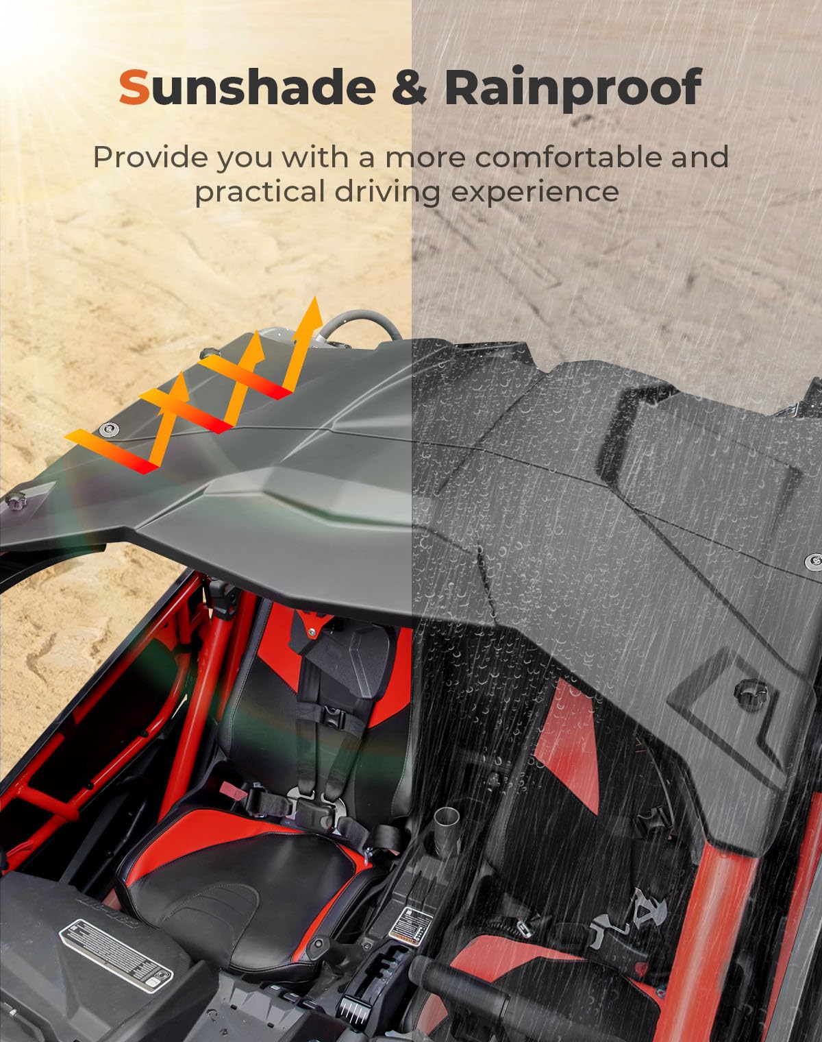KEMIMOTO X3 Roof Top, 2-Piece Combination Compatible with Can Am Maverick X3 All 2-door Models 2024-2025 Sun Visor Plastic Hard