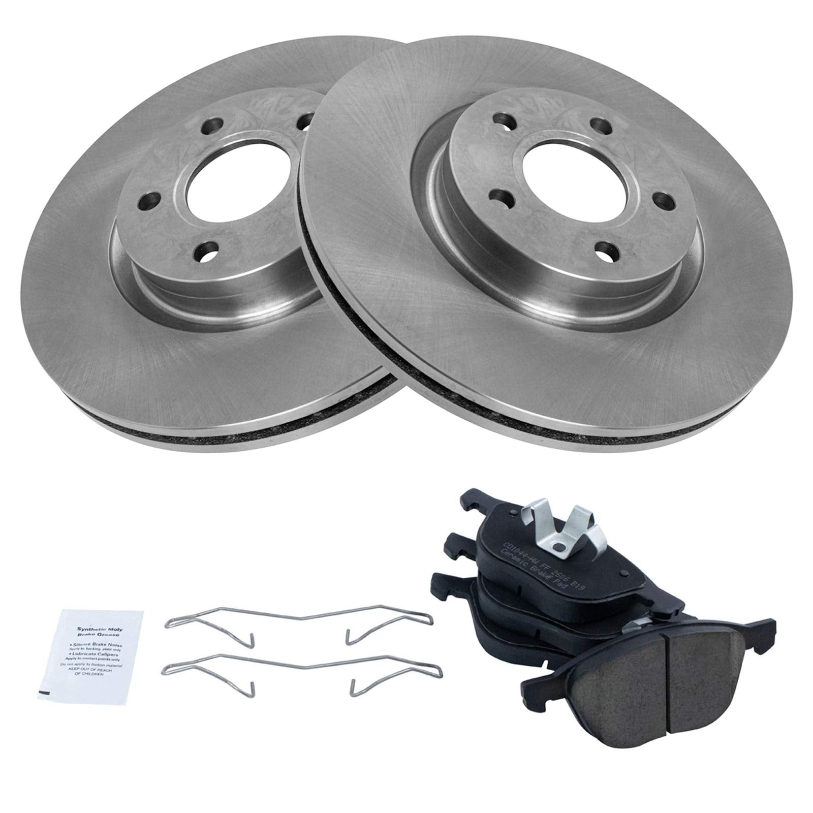 Trq Front Brake Pad & Rotor Kit Brake Pads Brake Rotor Ceramic Vented Compatible With 2013-2017 Ford C-Max 2013-2019 Escape 2008