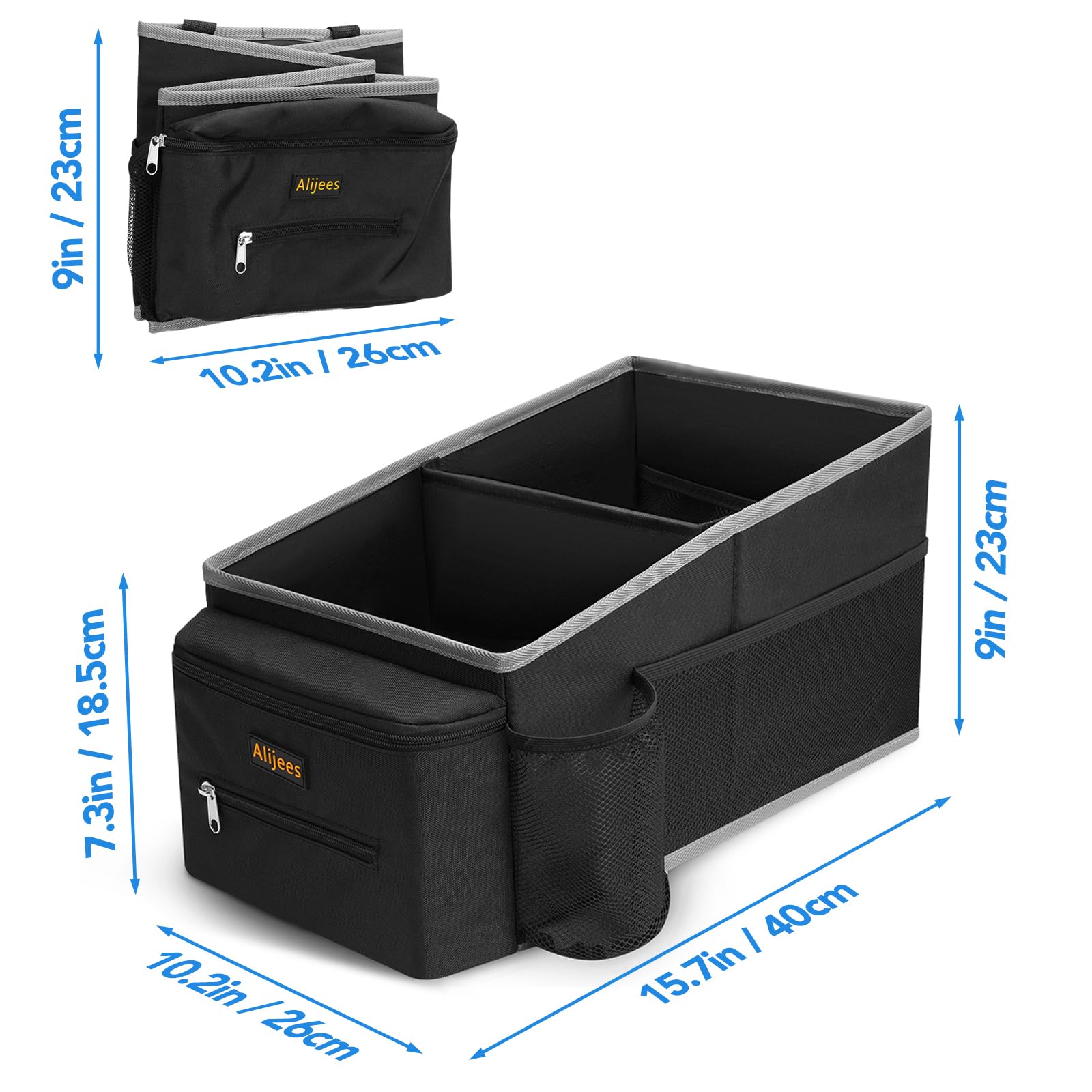 Alijees Car Seat Organizer - Backseat Car Organizer With Cup Holders, Car Storage Organization For Front Back Passenger Seat, Ro