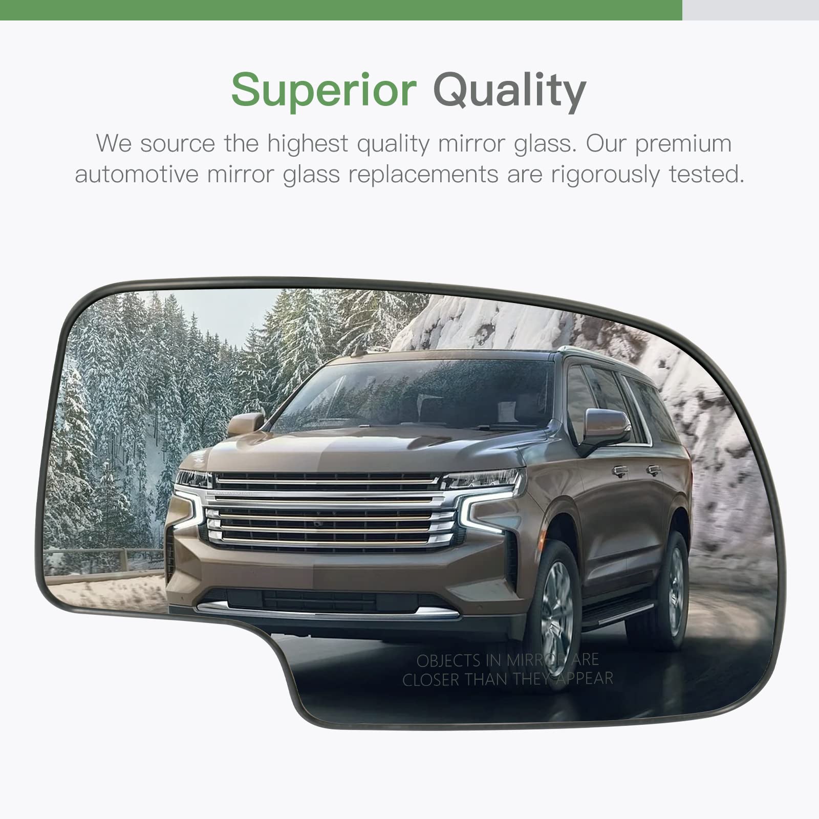 SCITOO Mirror Glass Replacement Passenger Side Fit for 1999-2003 for Chevy Silverado Pickup 2007 for Chevy Silverado Pickup 2000