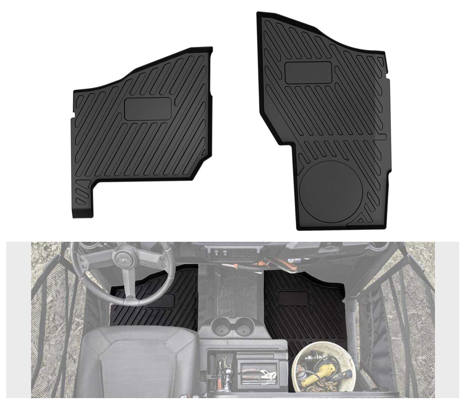 A & Utv Pro Front Floor Mats For 2018-2024 Polaris Ranger 1000 Xp Crew Accessories 2025 2 Door Foot Mats Floor Liners Replace # 2882780