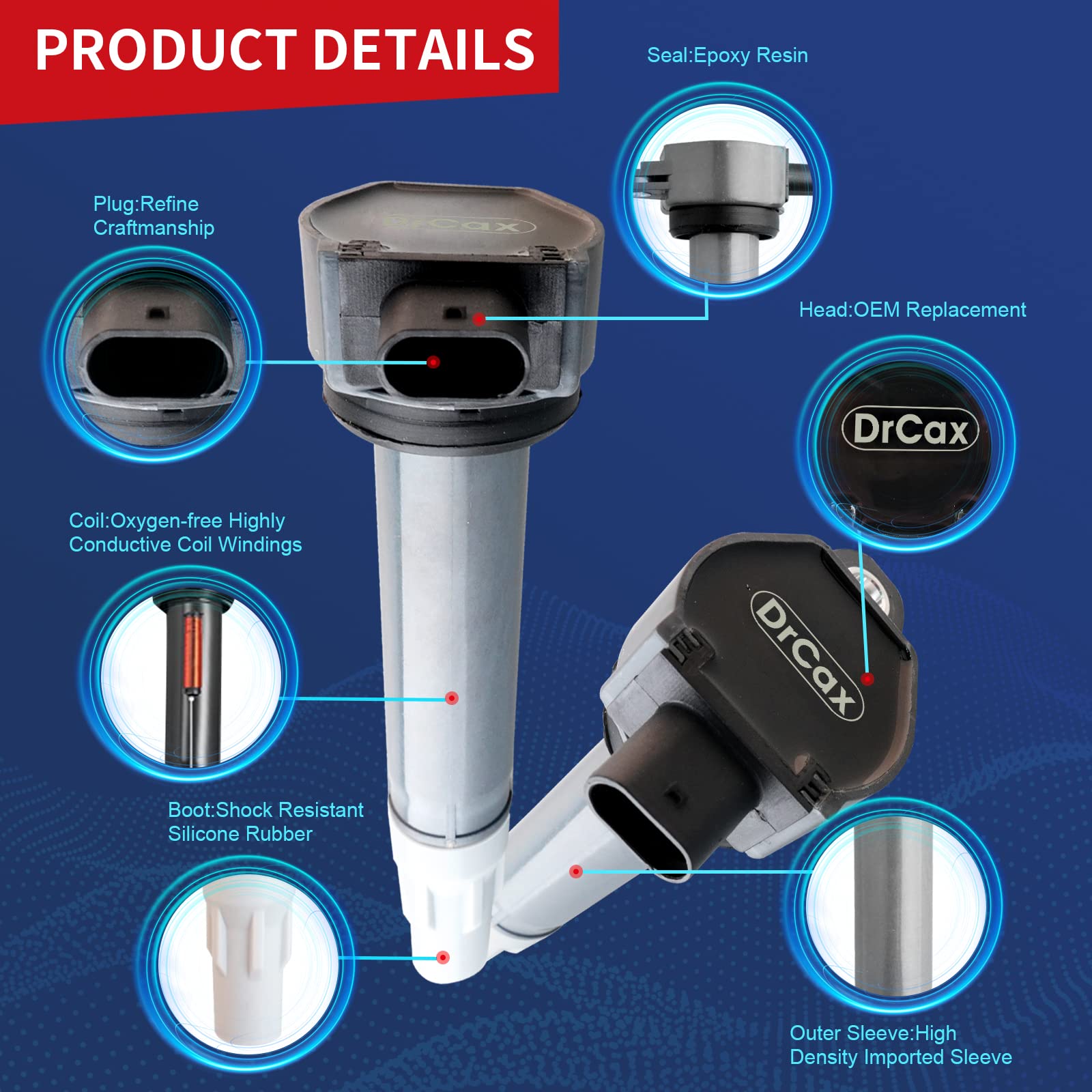 Drcax Oem Ignition Coil Uf502 Uf609 C1522 Compatible With Dodge Charger Nitro Grand Carava Replaces 4606869Aa 4606869Ab - 2.7L 3