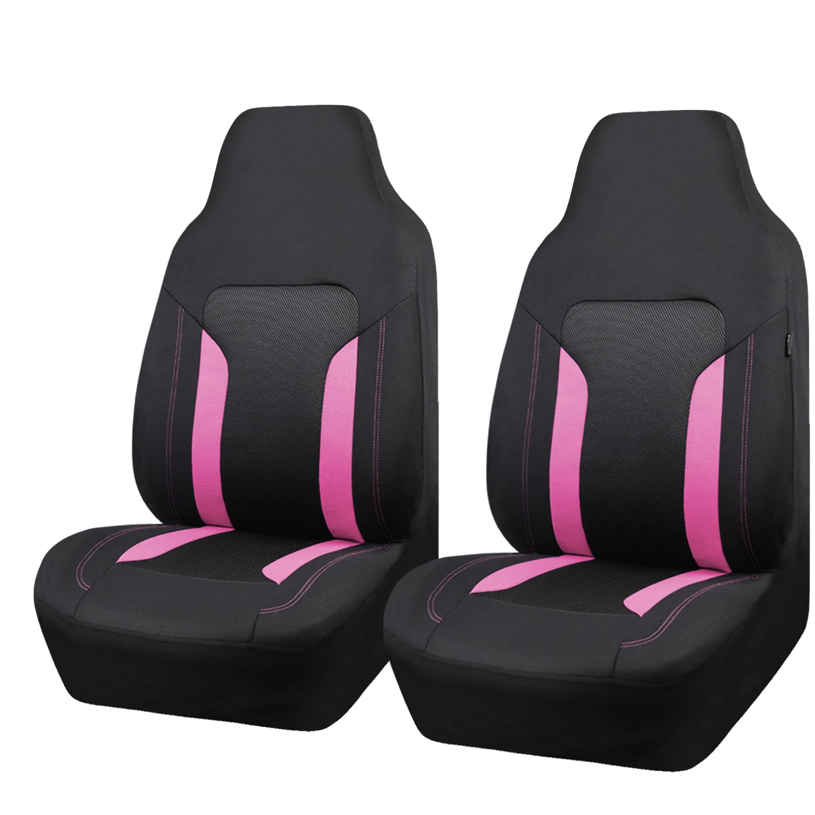 Car Pass Cargrand Universal 3D Air Mesh-100% Breathable Sporty Bucket Car Seat Cover Front Seats Only, Airbag Compatible,Fit Automotive Suv Truck Sedan Cute Women(High Back 2 Piece Front Black Pink)